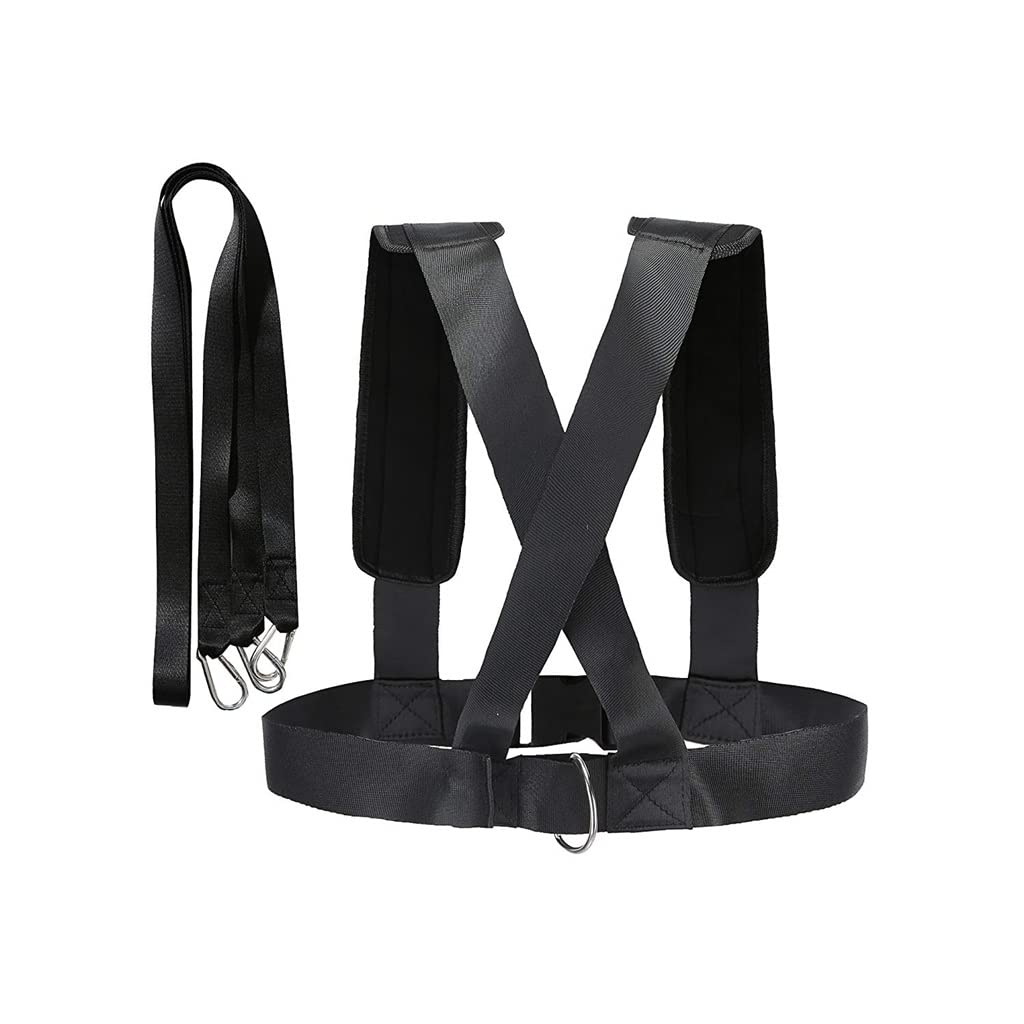Adjustable Padded Sled Harness for Fitness & Resistance Training - Tire Pulling Workout Strap (Black, One Size) - Ideal for Strength Training, CrossFit & Outdoor Workouts
