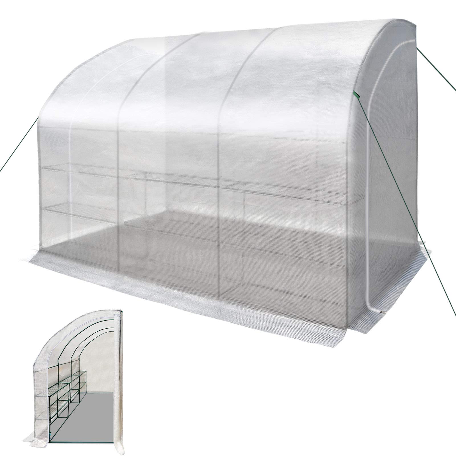 Yardgrow 10x5x7ft Portable Walk-in Greenhouse - Waterproof Hot House with 3 Tiers & 6 Shelves for Outdoor Gardening (White, 1 Door) | Perfect for Growing Vegetables, Flowers & Herbs in Backyard or Patio