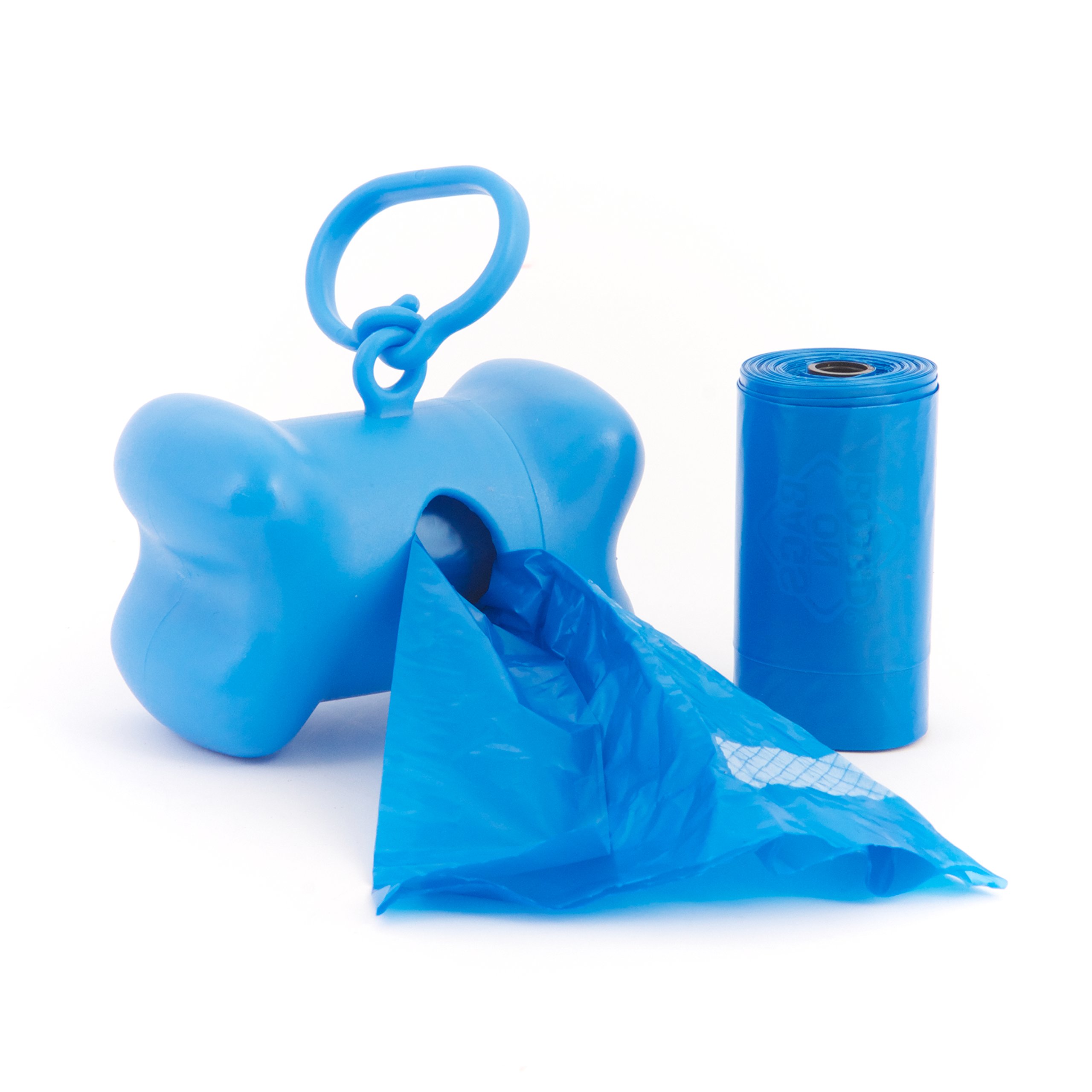 Eco-Friendly Dog Waste Bag Bone Dispenser with 30 Refill Bags - Blue Poop Bags for Dogs | Perfect for Park Walks, Hiking & Backyard Cleanup
