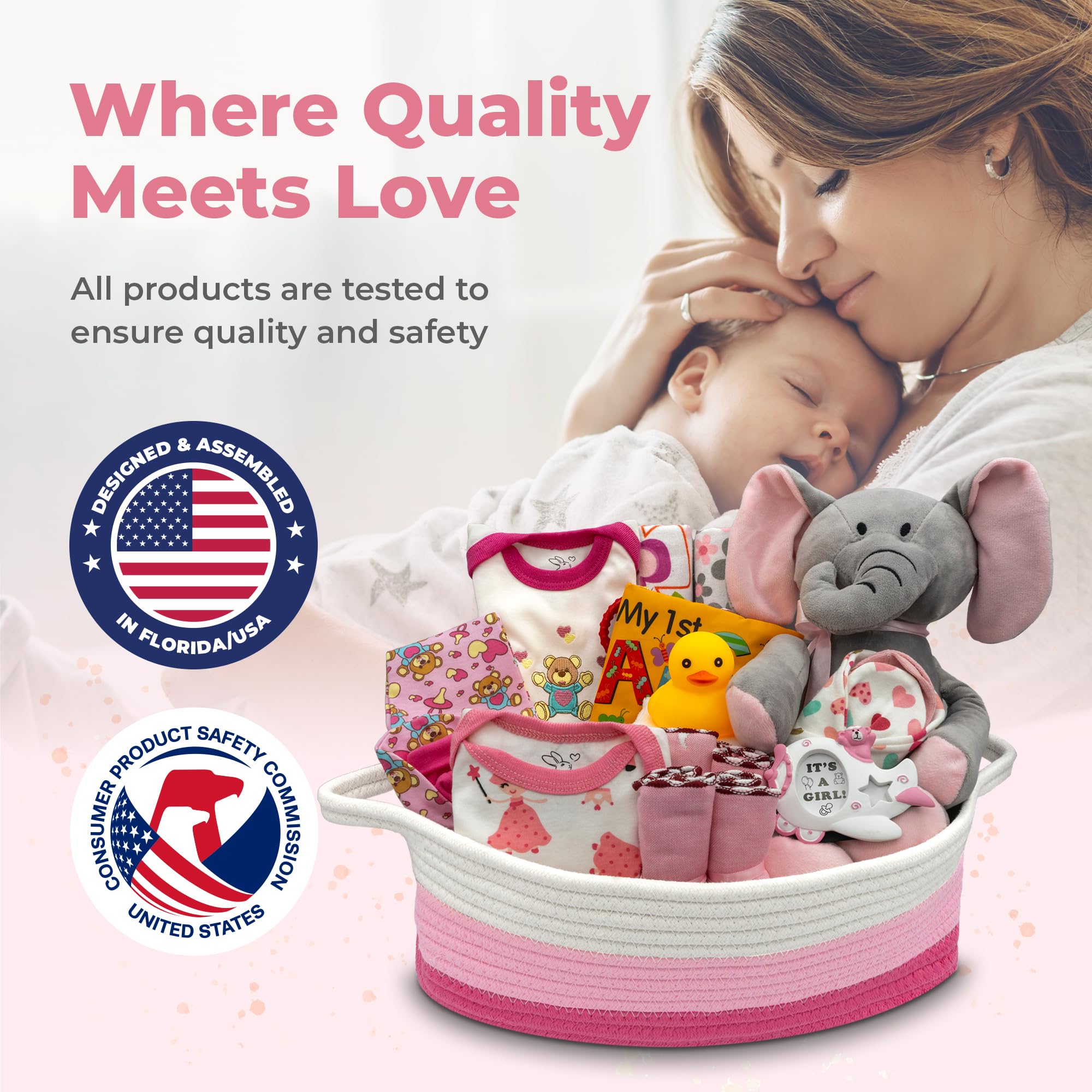 Bundle of Joy Deluxe Newborn Baby Gift Basket Set - Pink Baby Essentials & Layette for Baby Girls | Perfect Baby Shower Gift for Expecting Moms | Nikki's Gift Baskets | Ideal for Welcome Home, Hospital Visits & New Parent Gifting