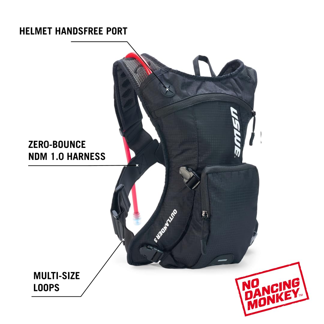 USWE Outlander Hydration Pack with 2L Water Bladder - Lightweight Hydration Backpack for Cycling, Mountain Biking, Hiking & Trail Running - Perfect for Outdoor Adventures & Sports Activities