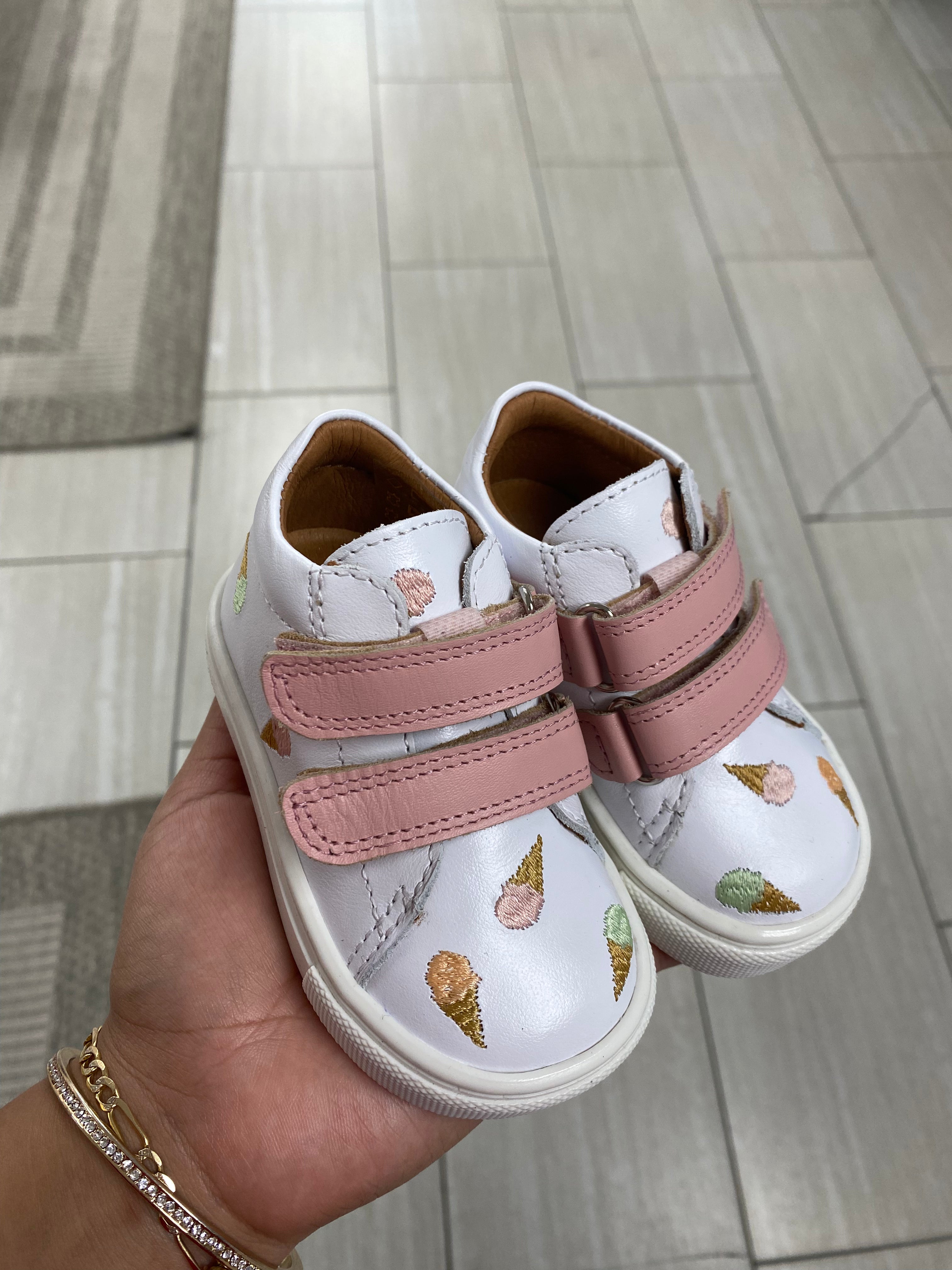 Atlanta Moccasin Baby Shoes - Ice Cream Print Velcro Sneakers for Toddlers & Infants | Comfortable First Walkers for Boys & Girls | Perfect for Playdates, Daycare & Outdoor Adventures