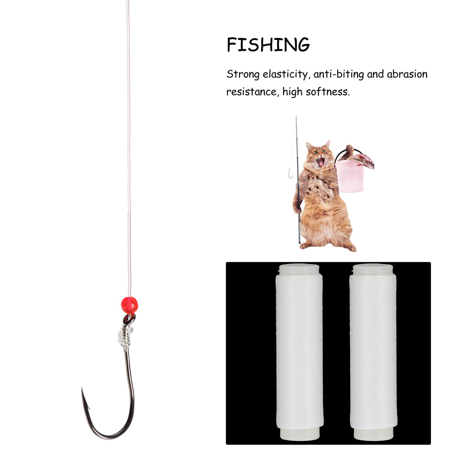 BESPORTBLE 2 Rolls High Elastic Fishing Line - Professional Wear-Resistant Nylon Fishing Ropes for Saltwater & Freshwater Fishing - Perfect for Deep Sea, Lake, and River Angling