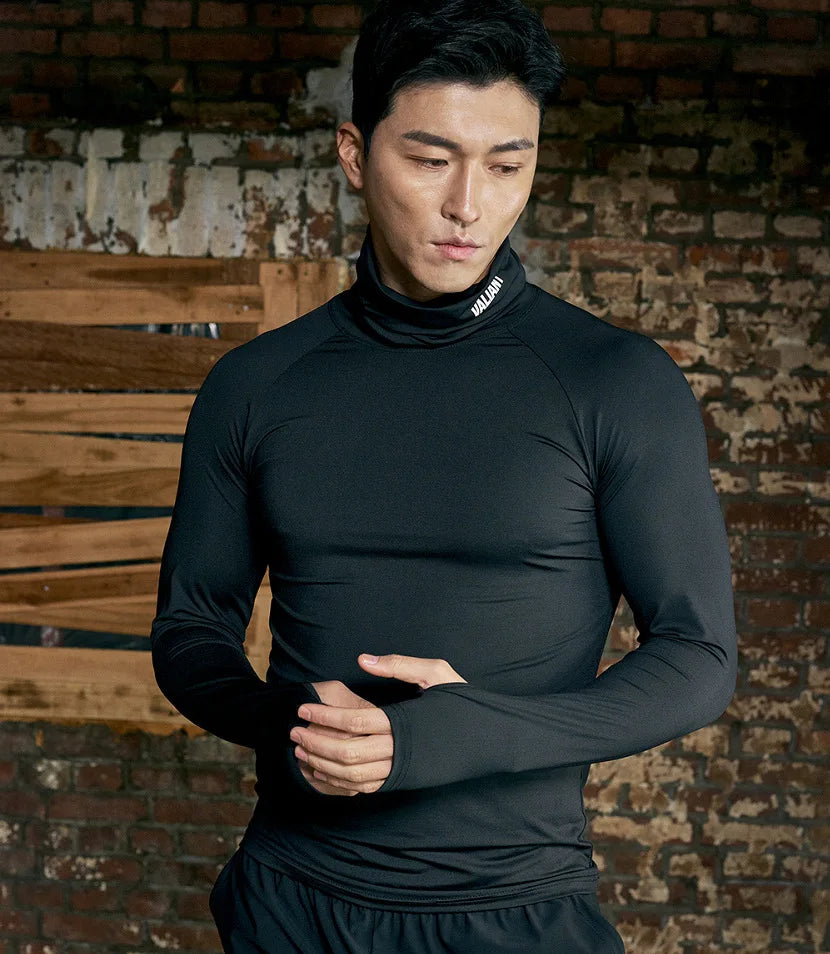 Men's Long Sleeve T-Shirts for Gym & Training - High Neck Fitness Workout Shirts for Running, Yoga & Athletic Performance