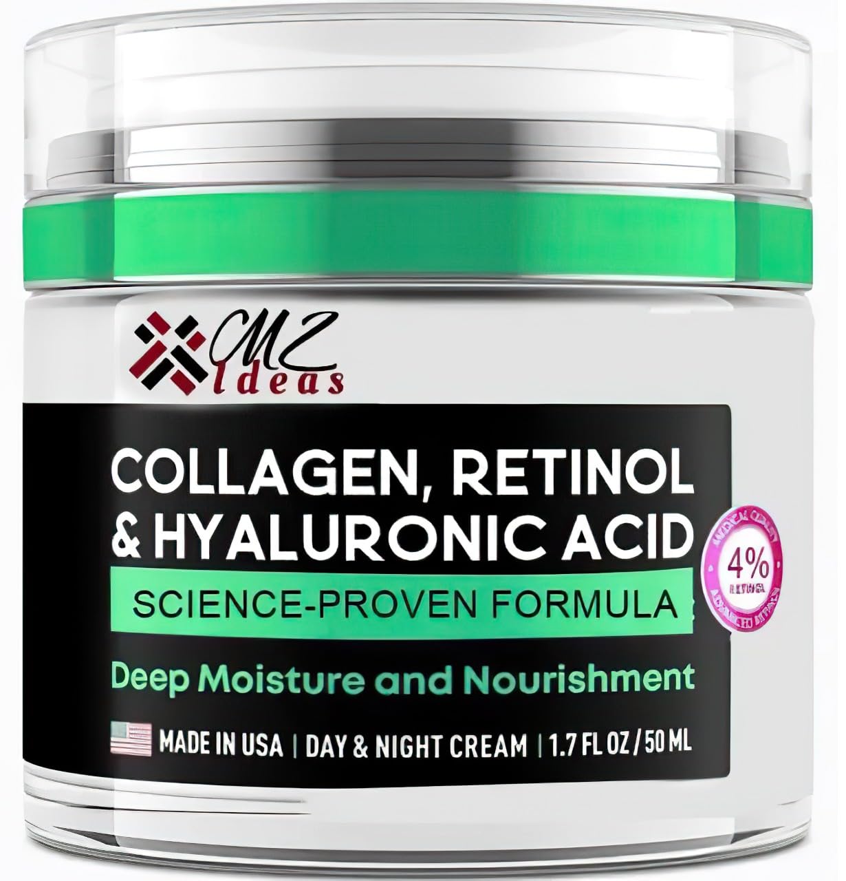 **Collagen Retinol & Hyaluronic Acid Face Cream – Anti-Aging Wrinkle Repair Moisturizer for Face, Neck & Décolleté – Deep Hydration & Firming – Made in USA – 1.7 fl oz – Perfect for Night Skincare & Daily Anti-Aging Routine**