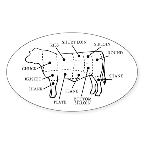 White - Beef Cow Oval Sticker