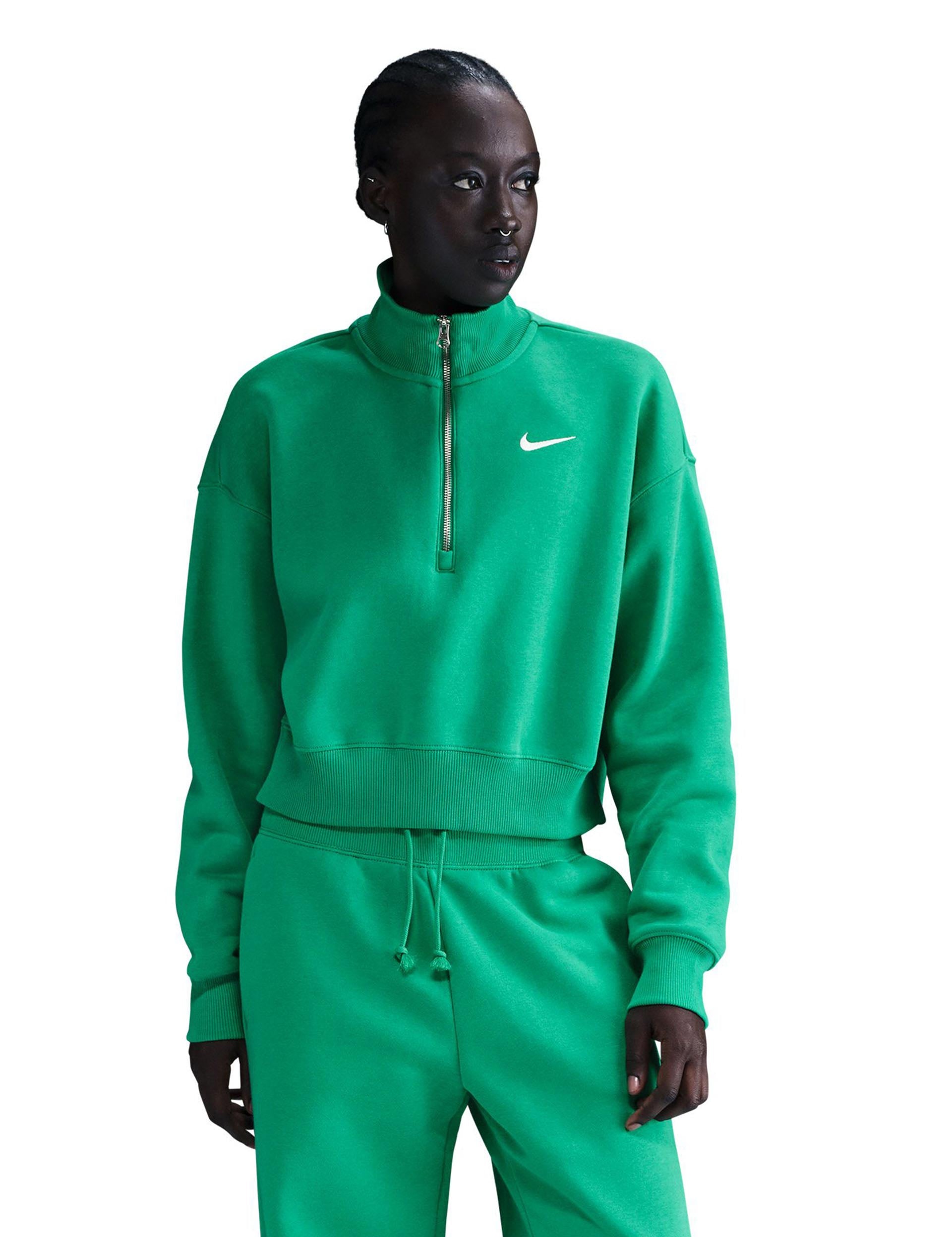 Phoenix Fleece Cropped Sweatshirt for Women - Soft Athletic Pullover in Stadium Green/Sail | Gym, Yoga, Running & Casual Streetwear