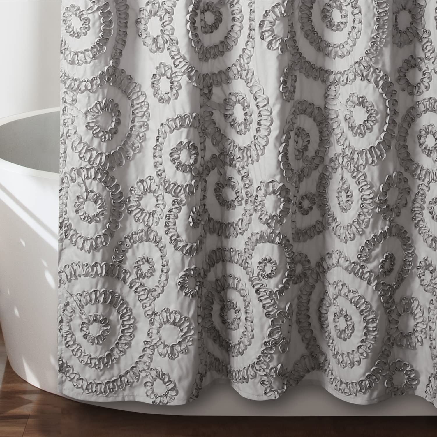 Lush Decor Keila 72x72 Grey Shower Curtain for Bathroom Decor
