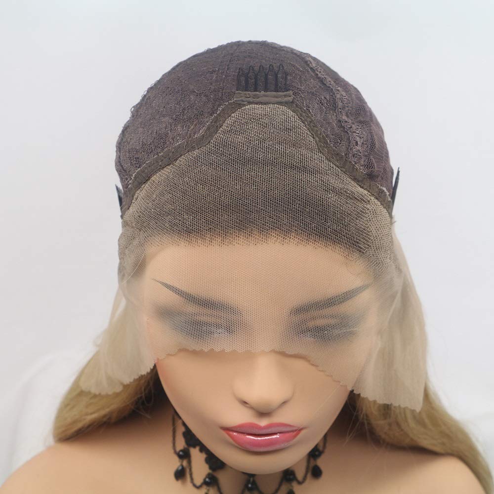 Luxury Synthetic Lace Front Wigs for Women - Long Wavy Curly Hair with Gradient Color, Heat Resistant Silk Fiber - Perfect for Cosplay, Daily Wear & Special Occasions