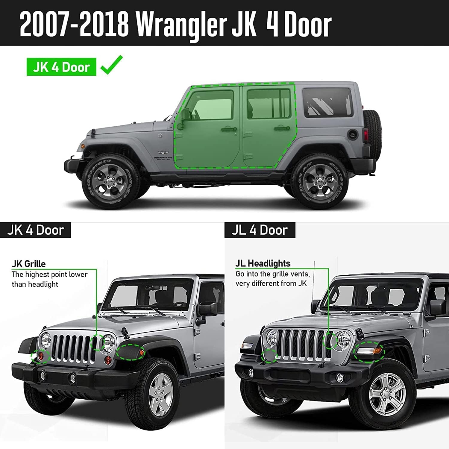 2007-2018 Jeep Wrangler JK JKU Unlimited 4-Door Drop Down Running Boards - Dual-Stage Textured Black Powder Coated 4