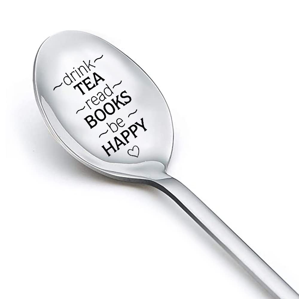 Tea Spoon Gift Set for Book Lovers - Stainless Steel Tea Spoons for Women & Men - Perfect for Tea Drinking & Reading - Great Graduation, Birthday Gifts for Students, Friends & Family - Ideal for Book Clubs, Cozy Reading Nooks & Tea Parties