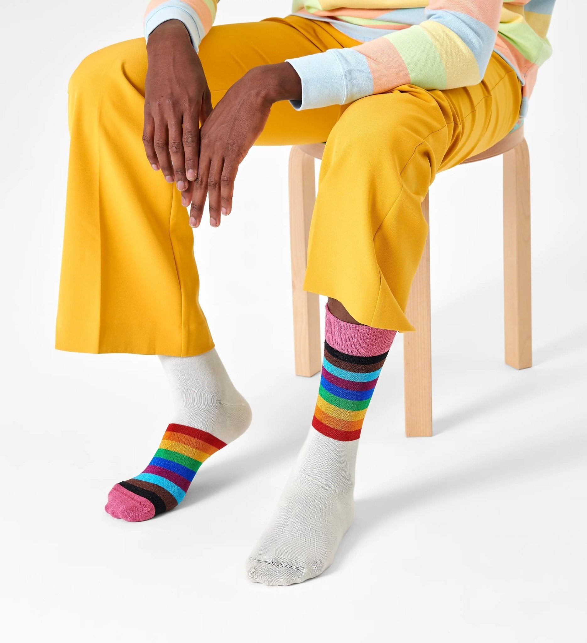 Happy Socks Pride Rainbow Socks - Colorful LGBTQ+ Support Socks for Men & Women - Perfect for Pride Month, Festivals & Everyday Wear