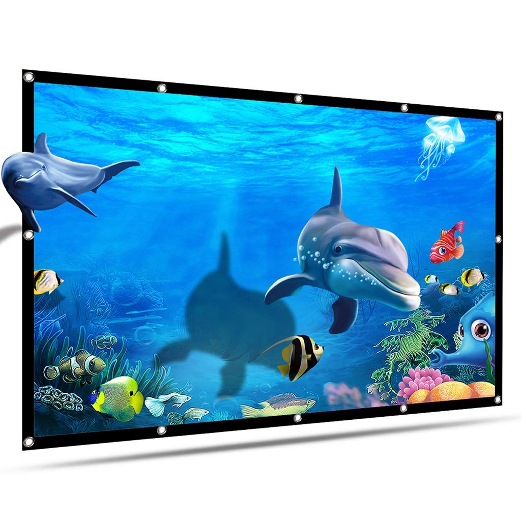TWDYC 6-Size Portable Projector Screen 60 Inch HD 16:9 Foldable & Durable for Outdoor Movies, Home Theater, Presentations, and Backyard Parties - Perfect for Indoor and Outdoor Use
