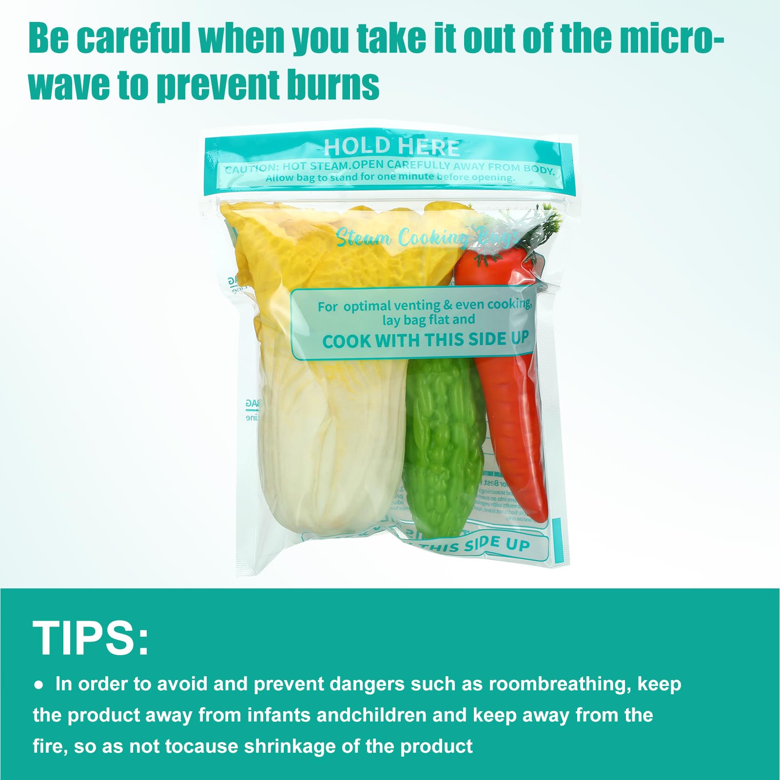 100 Pack Reusable Microwave Steam Bags - Zipper Lock Cooking Bags for Vegetables, Potatoes & Meat | Perfect for Healthy Meal Prep, Quick Cooking & Leftover Storage