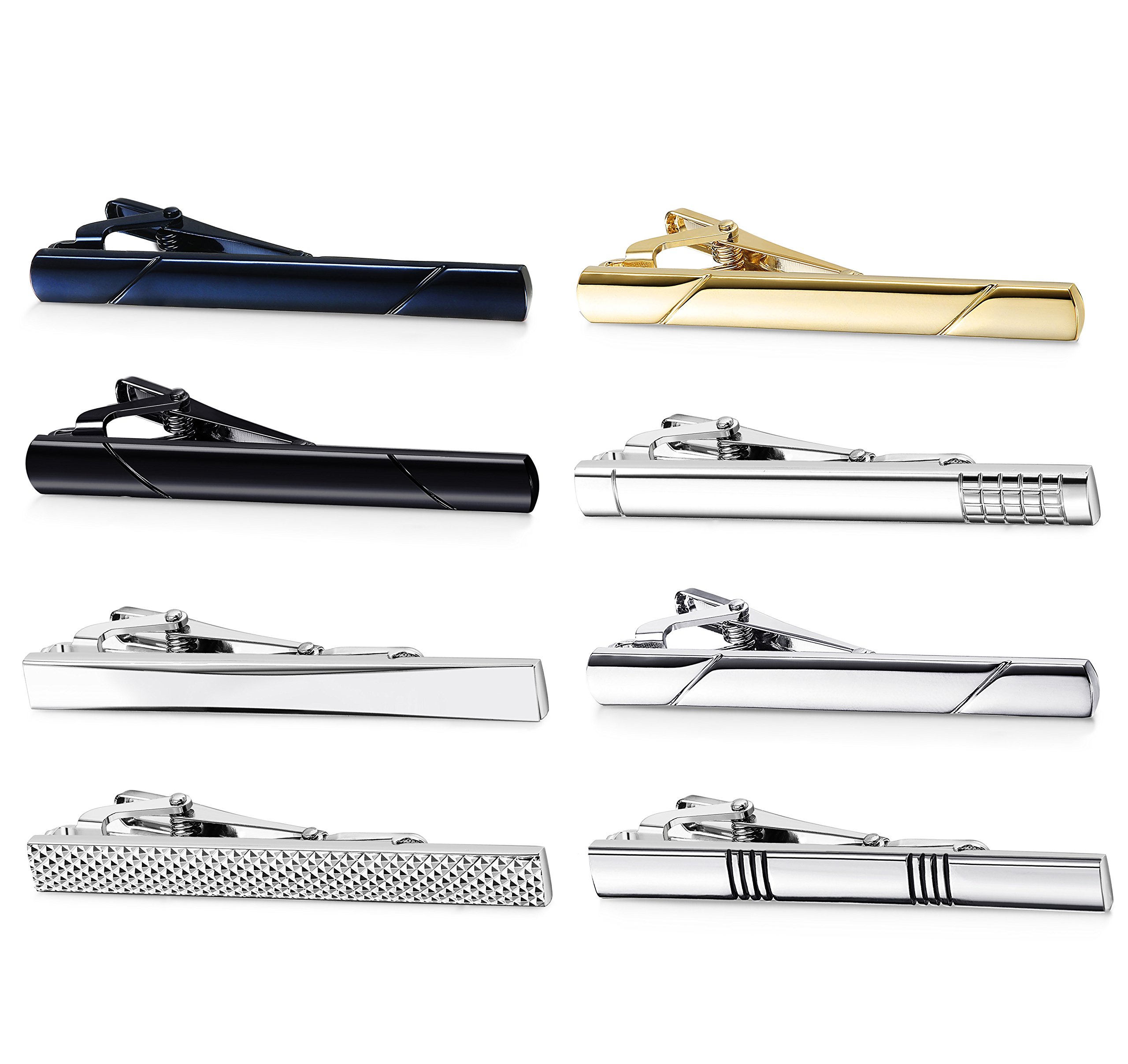 8 Pcs MILACOLATO Tie Clips Set for Men - Premium Tie Bar & Necktie Clips for Wedding, Business & Formal Occasions - Elegant Gift Box Included - Perfect for Office, Interviews & Special Events