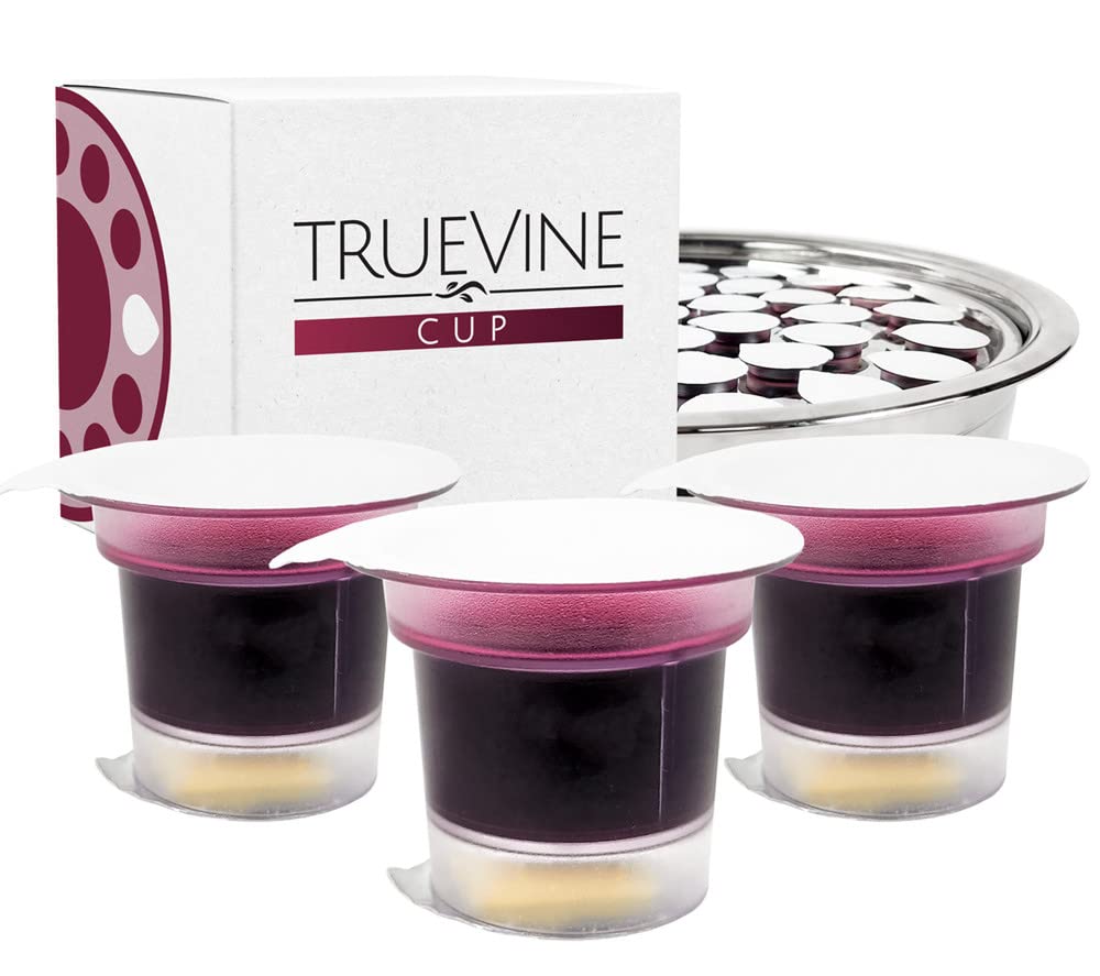 TrueVine Communion Cups and Wafer Set - 200 Prefilled Communion Cups with Bread Cracker & Grape Juice - Individually Sealed for Hygiene - Perfect for First Communion, Church Services, and Home Worship - Easy to Open & Convenient for Religious Ceremonies