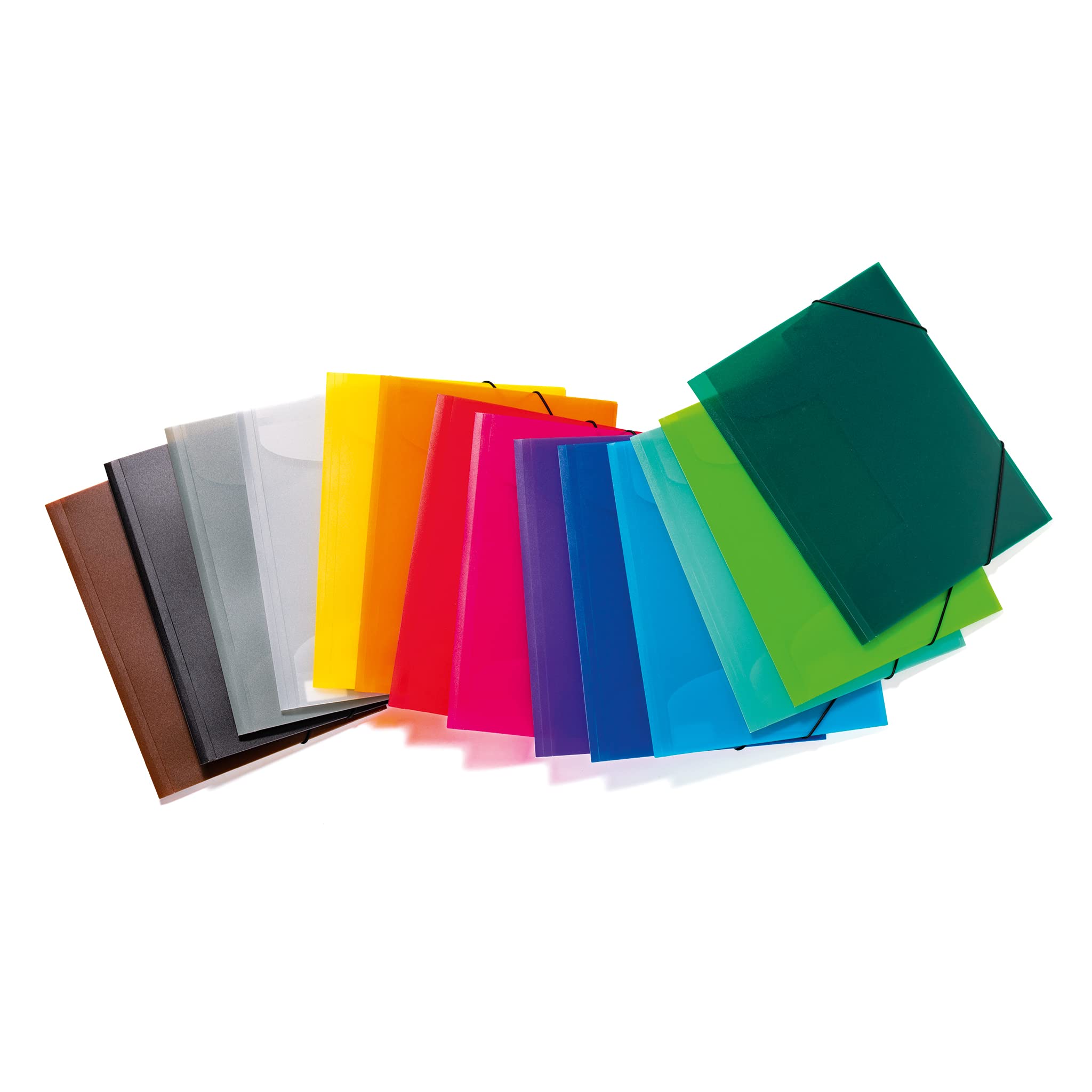 Herma 19508 Translucent A4 Plastic Portfolio Folders - Pack of 3, Light Green School Folders with Inner Flaps & Elastic Band, Durable Kids Folders for Boys & Girls - Perfect for School, Office & Document Organization