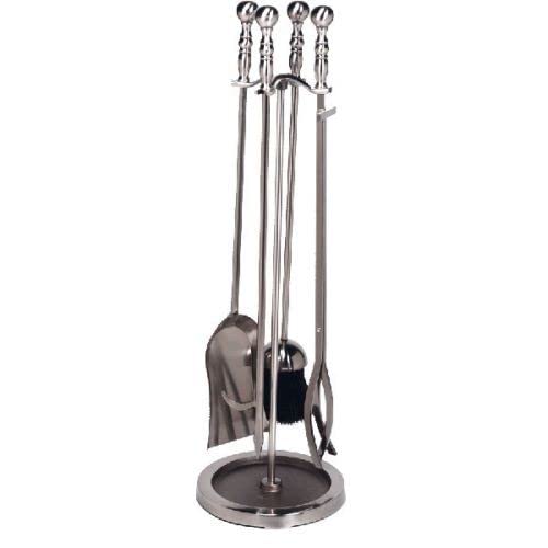 5-Piece Pewter Fireplace Tool Set - Durable & Stylish Fireplace Accessories for Home & Outdoor Use