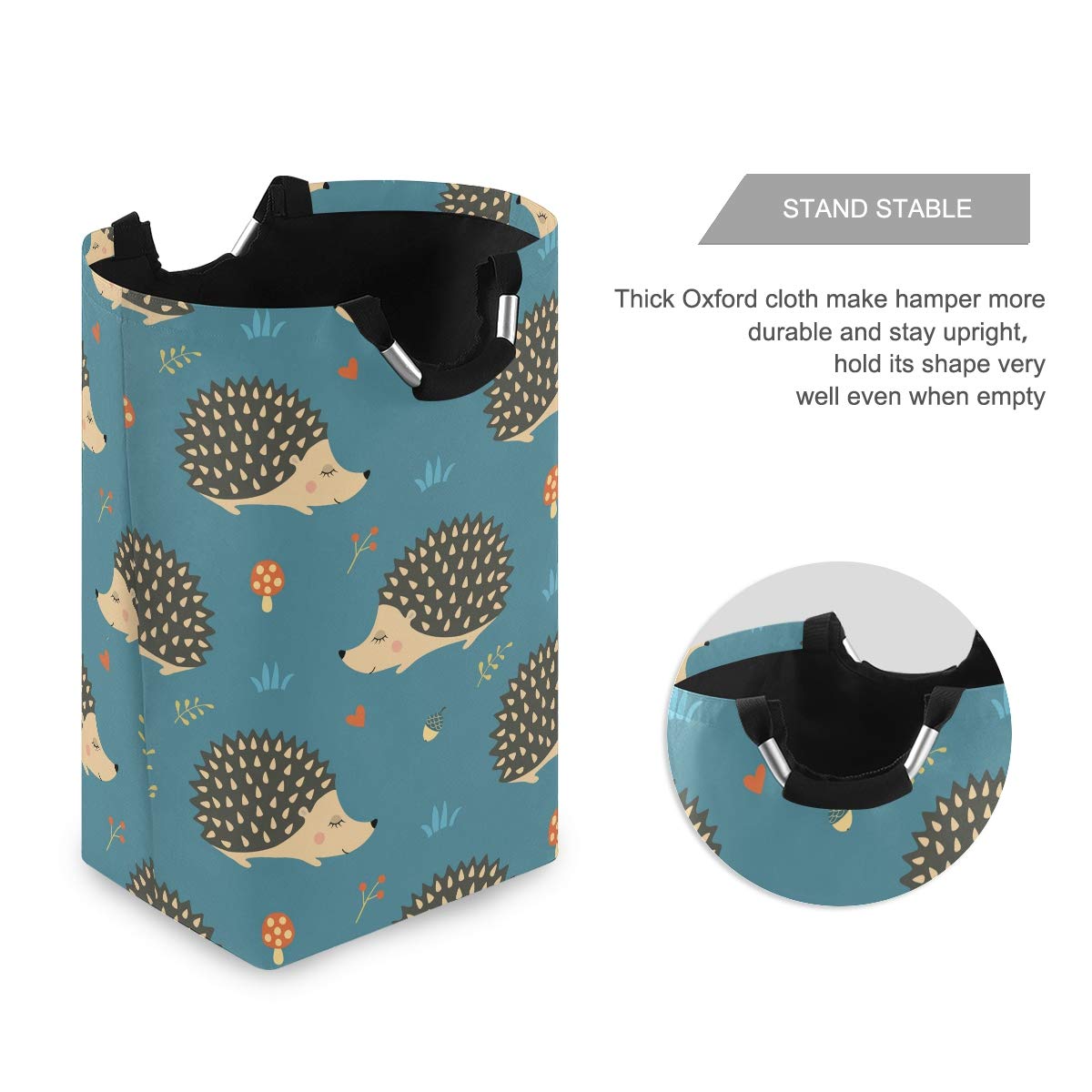Cute Hand-Drawn Hedgehogs Collapsible Laundry Hamper - Foldable Storage Basket for Kids Room, Dorm & Nursery - Perfect for Dirty Clothes, Toys & Organizing