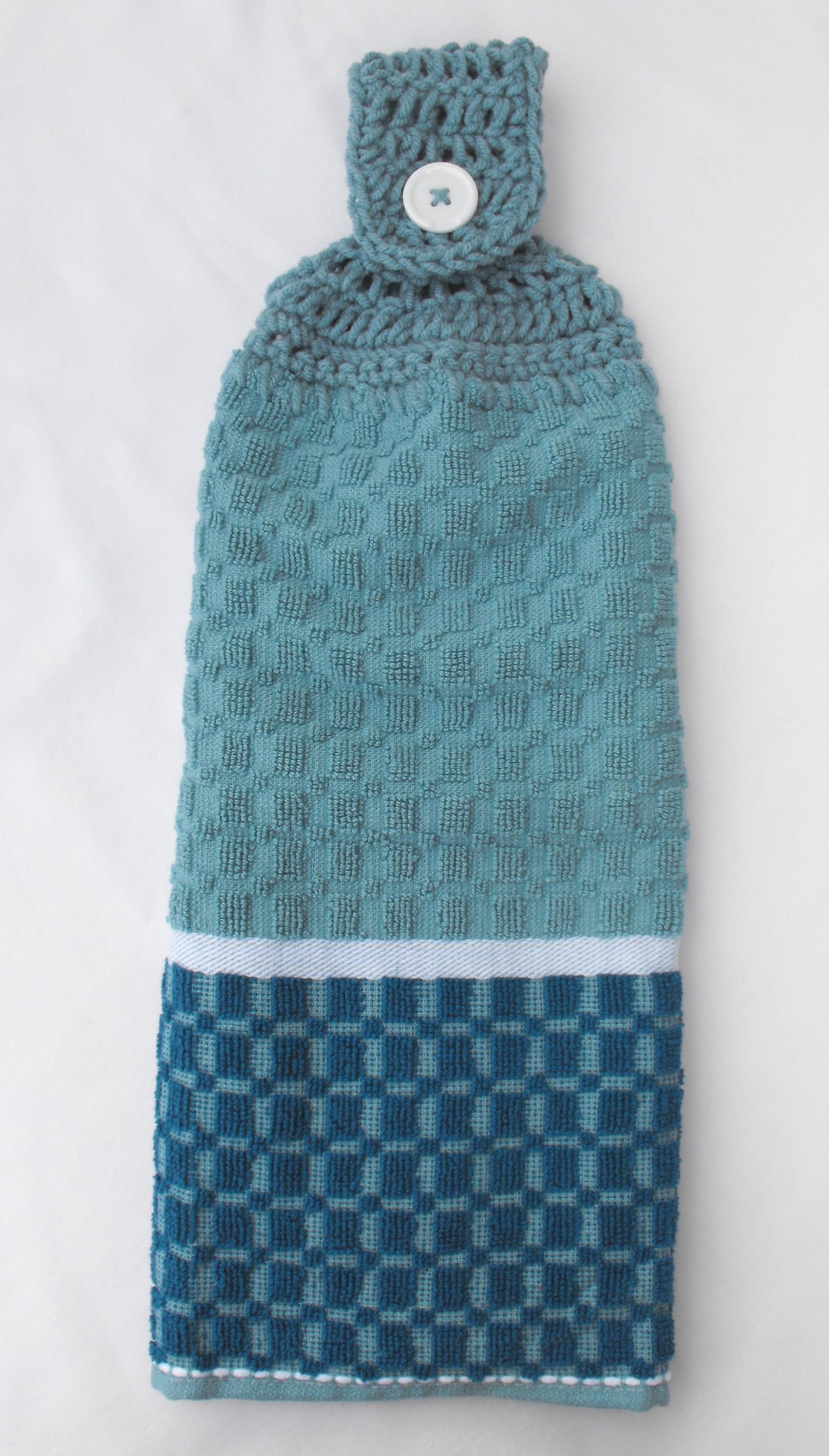Premium Double Thick Terry Cloth Kitchen Towel with Full Crochet Hanging Loop - Super Absorbent & Quick Drying - Teal Blue - Perfect for Cooking, Baking & Dish Drying