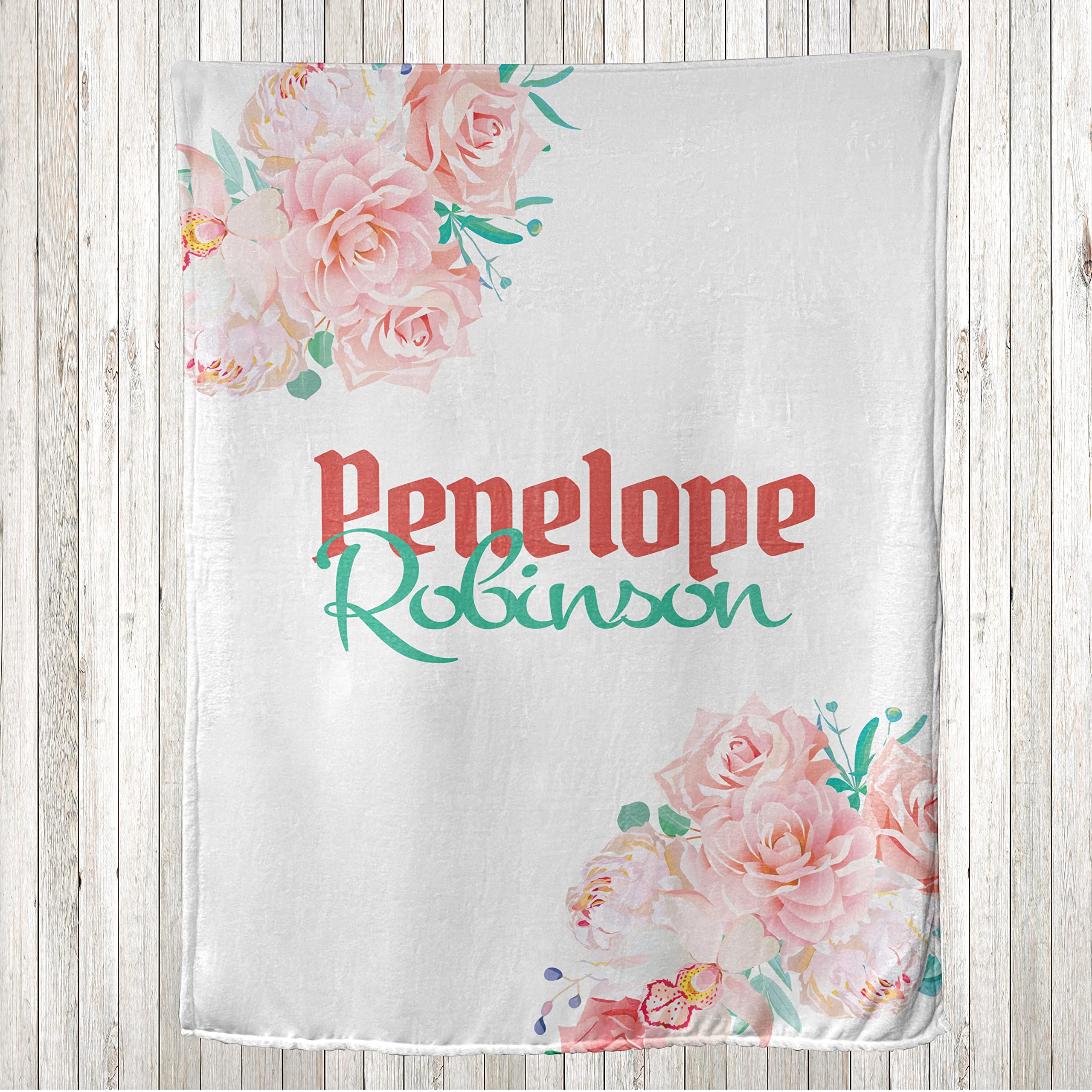 Ambesonne Floral Throw Blanket - Soft Fleece Peony Camellia Rose Orchid Carnation Eucalyptus Pastel Design, 60