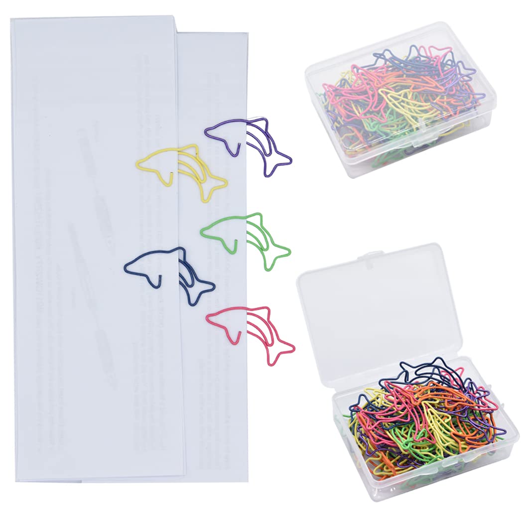 Gullor Shark Shaped Paper Clips - 150pcs Cute Memo Clips & Bookmark Organizers for Office, School, Planner, Notebook, and DIY Crafts