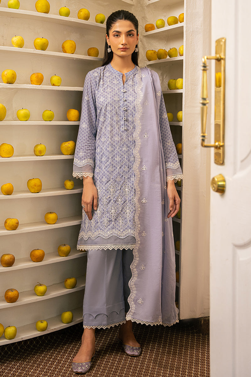 Lilac Whisper 3-Piece Embroidered Lawn Suit for Women - Elegant Floral Design, Breathable Fabric - Perfect for Weddings, Parties & Summer Outfits