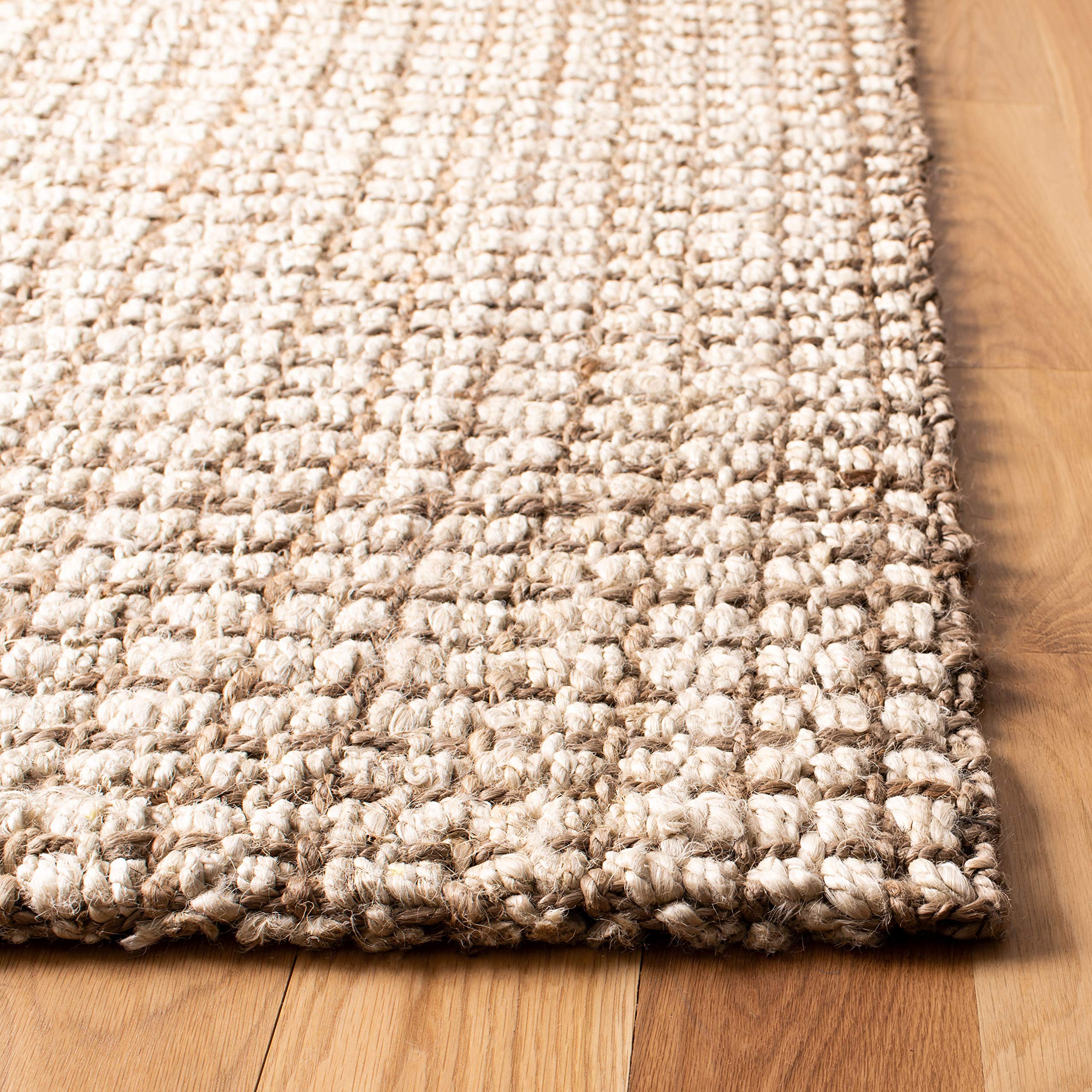 SAFAVIEH Natural Fiber Collection Handmade Jute Area Rug - 6' x 9', Ivory & Natural, Rustic Farmhouse Style for Living Room, Bedroom, High Traffic Areas | Durable & Eco-Friendly Floor Decor for Home, Office, Dining Space (NF186A)