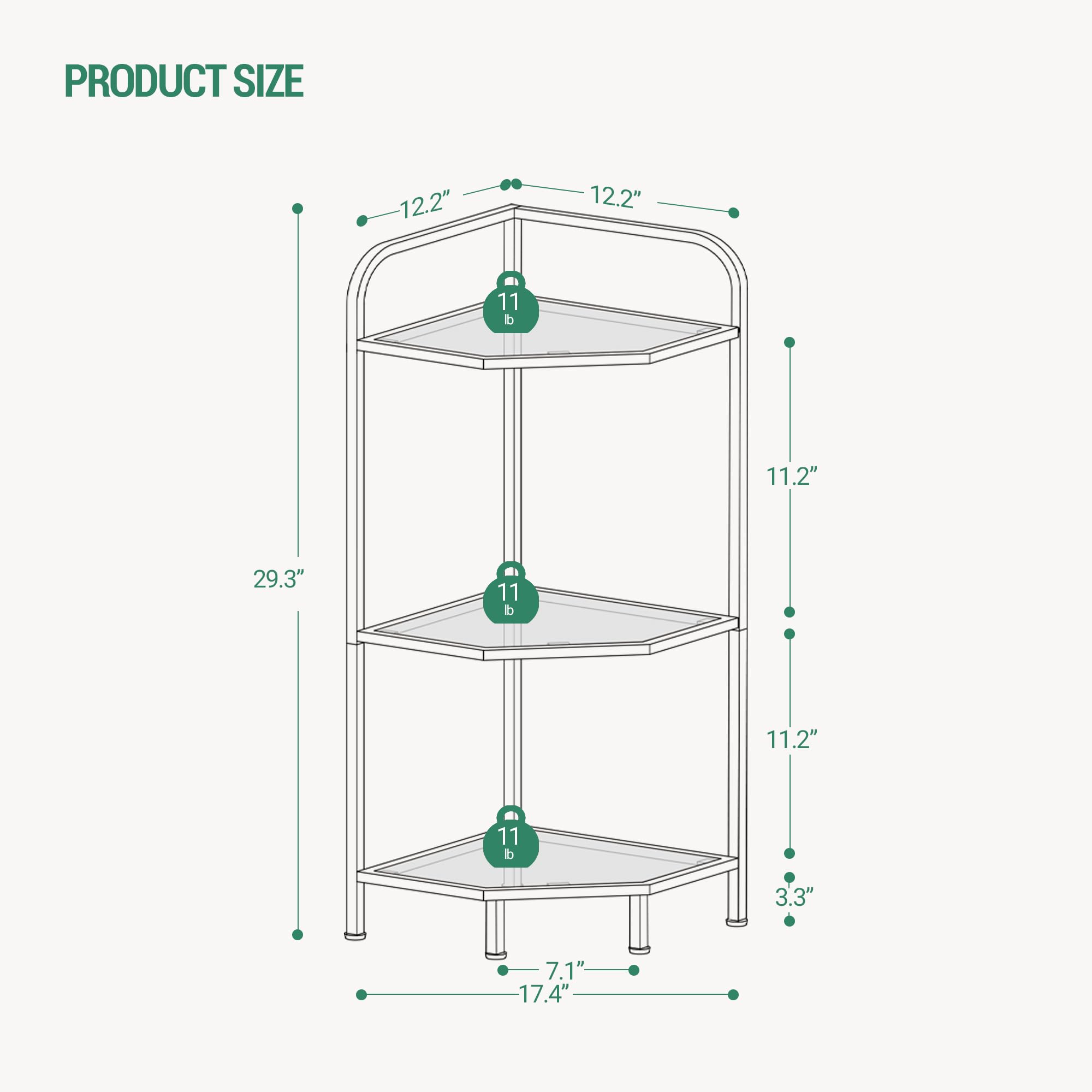 Modern 3-Tier Golden Corner Shelf Stand - Steel Frame & Tempered Glass Bookcase, Bathroom Organizer & Plant Stand - Perfect for Living Room, Kitchen, Bathroom Storage & Home Decor