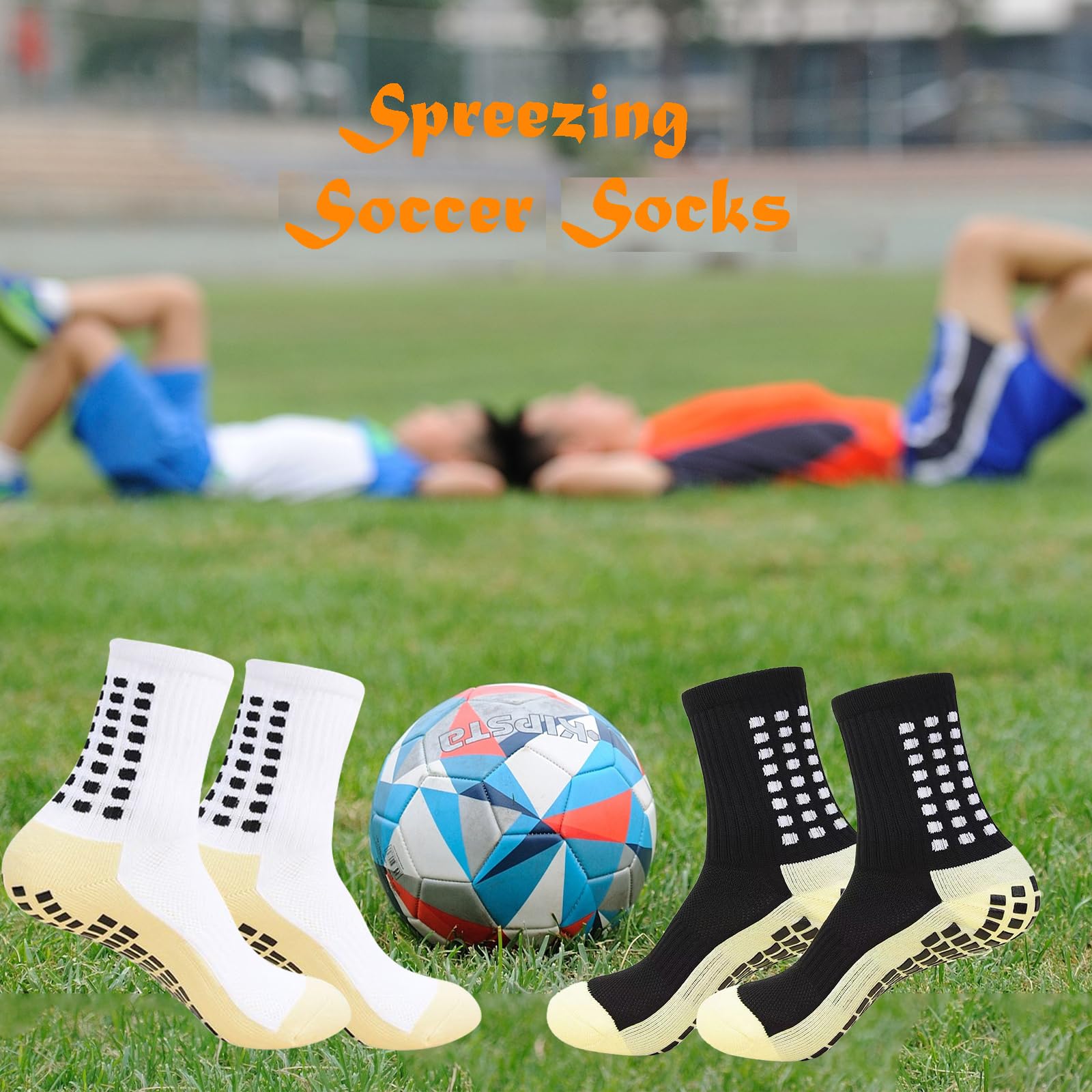 Non-Slip Grip Socks for Men - Anti-Skid Athletic Soccer & Basketball Socks with Enhanced Traction - Perfect for Indoor Sports, Gym Workouts and Court Performance