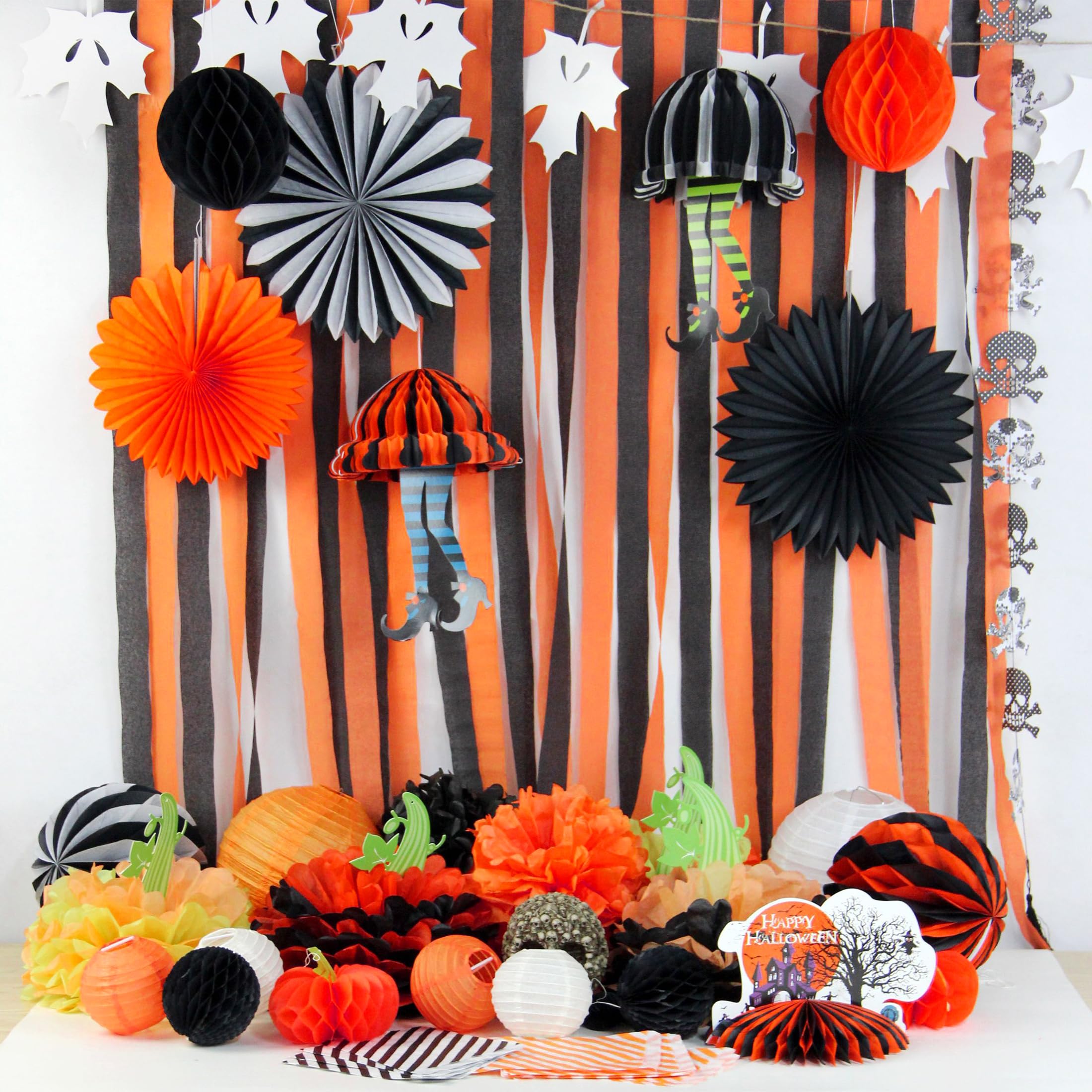 6 Rolls Halloween Crepe Paper Streamers - Orange & Black Party Decorations for Halloween, Birthday, Baby Shower, Gender Reveal, Wedding & Graduation | DIY Crafts & Festive Backdrops for Home, School & Office Celebrations