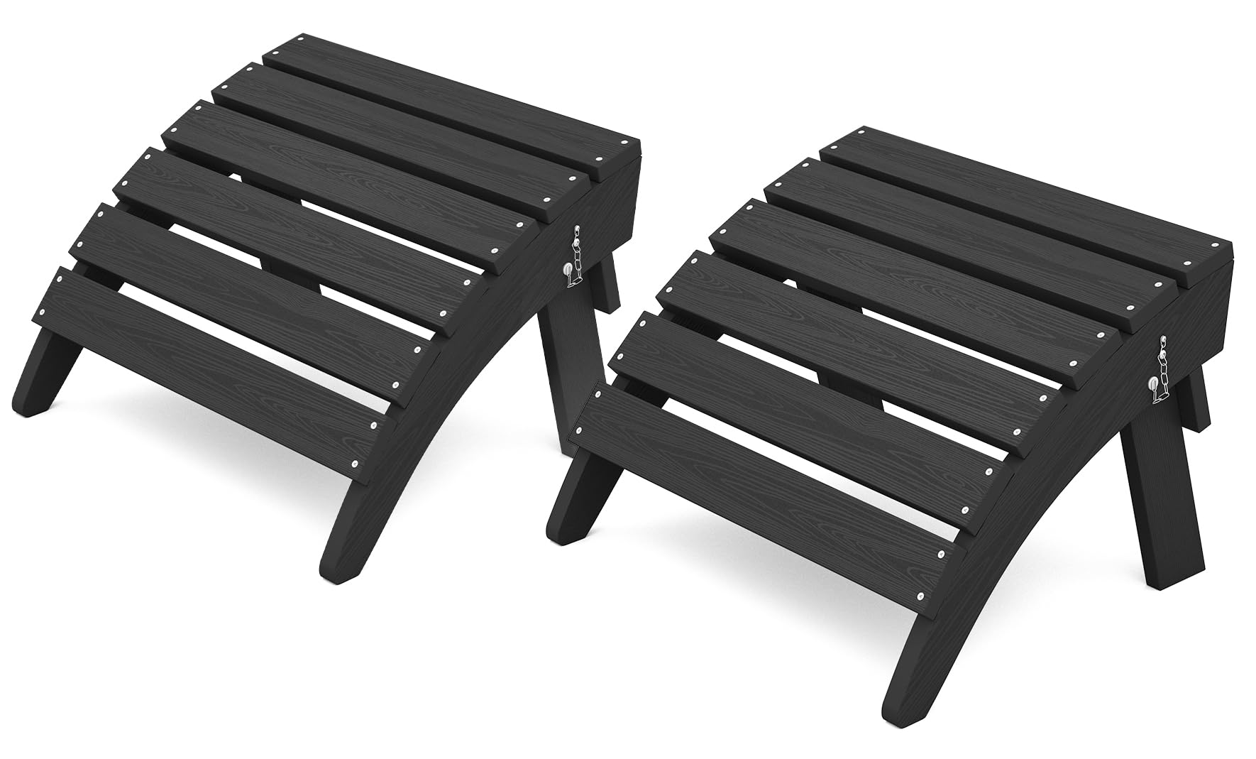 KINGYES Folding Adirondack Ottomans Set of 2 - Black Outdoor Patio Furniture for Adirondack Chairs | Perfect for Poolside, Deck, Garden & Backyard Relaxation