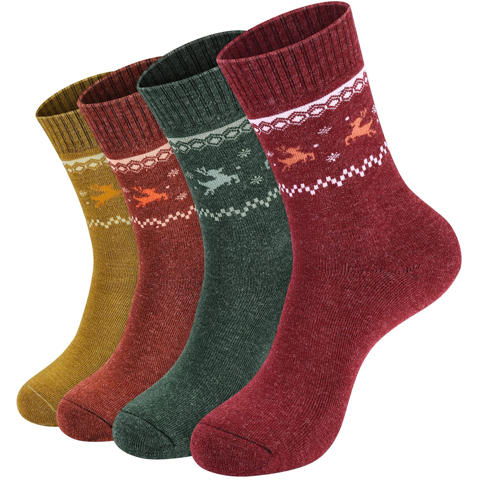 NinetoFiveLife Women's Wool Hiking Socks - Pack of 4, Thick Knit Winter Socks for Outdoor Activities, Soft Terry Lined Comfortable Thermal Socks for Hiking, Camping & Cold Weather Wear