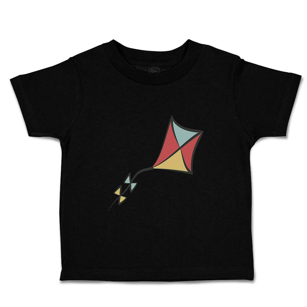 Funny Red & Blue Kite Character Cotton Toddler T-Shirt - Cute Baby Boy & Girl Clothes with Black Design (Size 3T) - Perfect for Playtime, Birthday Gifts & Everyday Wear