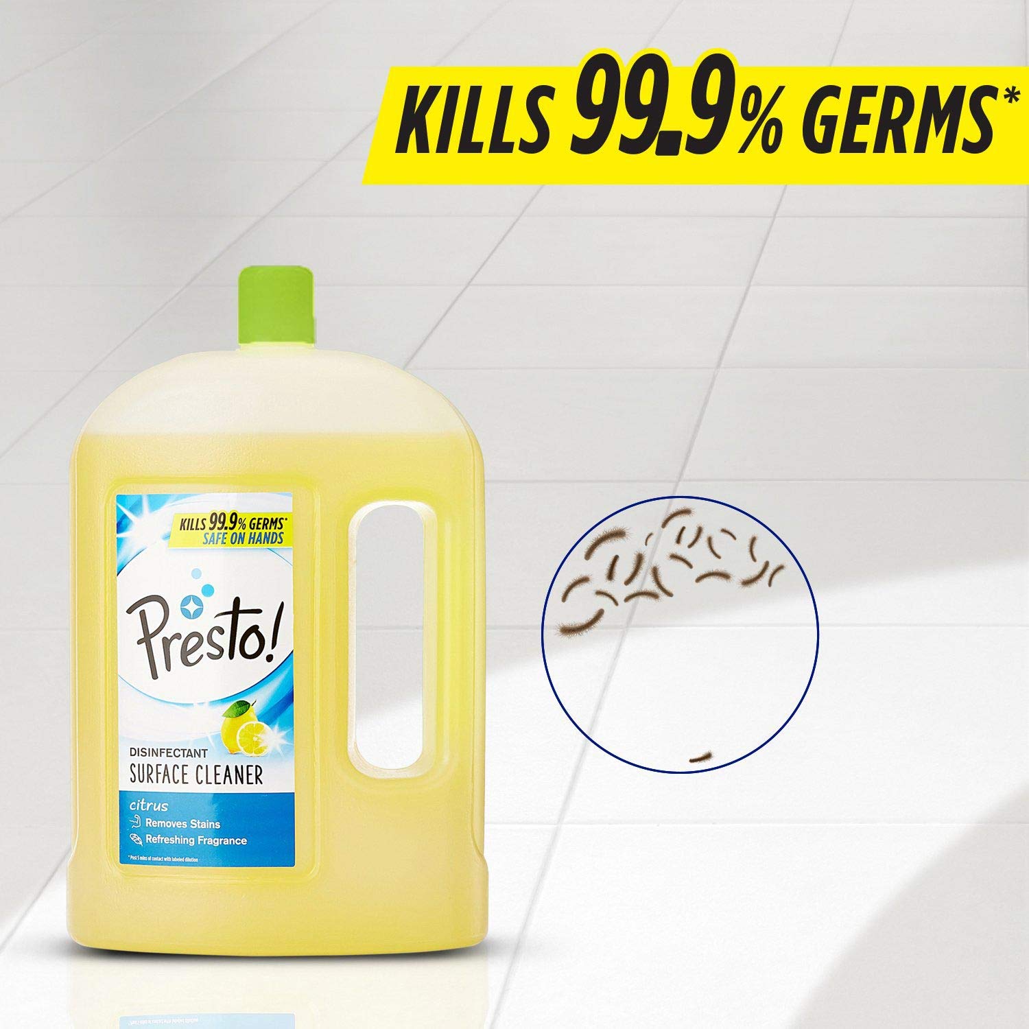 Presto! Disinfectant Surface & Floor Cleaner - Citrus Scent 2L + Bathroom Cleaner Floral 1L - Multi-Purpose Cleaning for Kitchen, Bathroom, Floors & High-Touch Surfaces