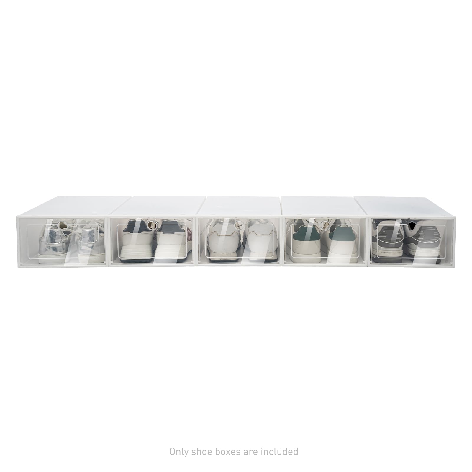 TFCFL 20-Pack Clear Plastic Stackable Shoe Storage Boxes - Organizer Containers & Shoe Drawer Holders for Closet, Bedroom, or Entryway Organization (20 Boxes) - Perfect for Sneakers, Heels & Boots Storage