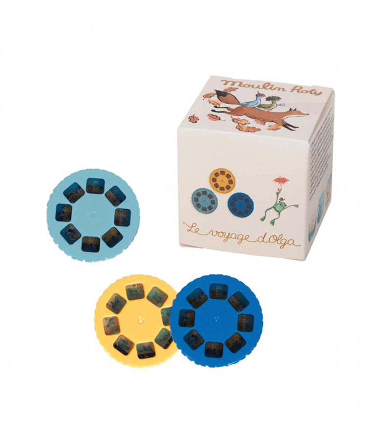 Moulin Roty Le Voyage d'Olga Story Torch Discs - Set of 3 French Children's Bedtime Story Projector Discs | Perfect for Kids' Nighttime Routine & Nursery Decor