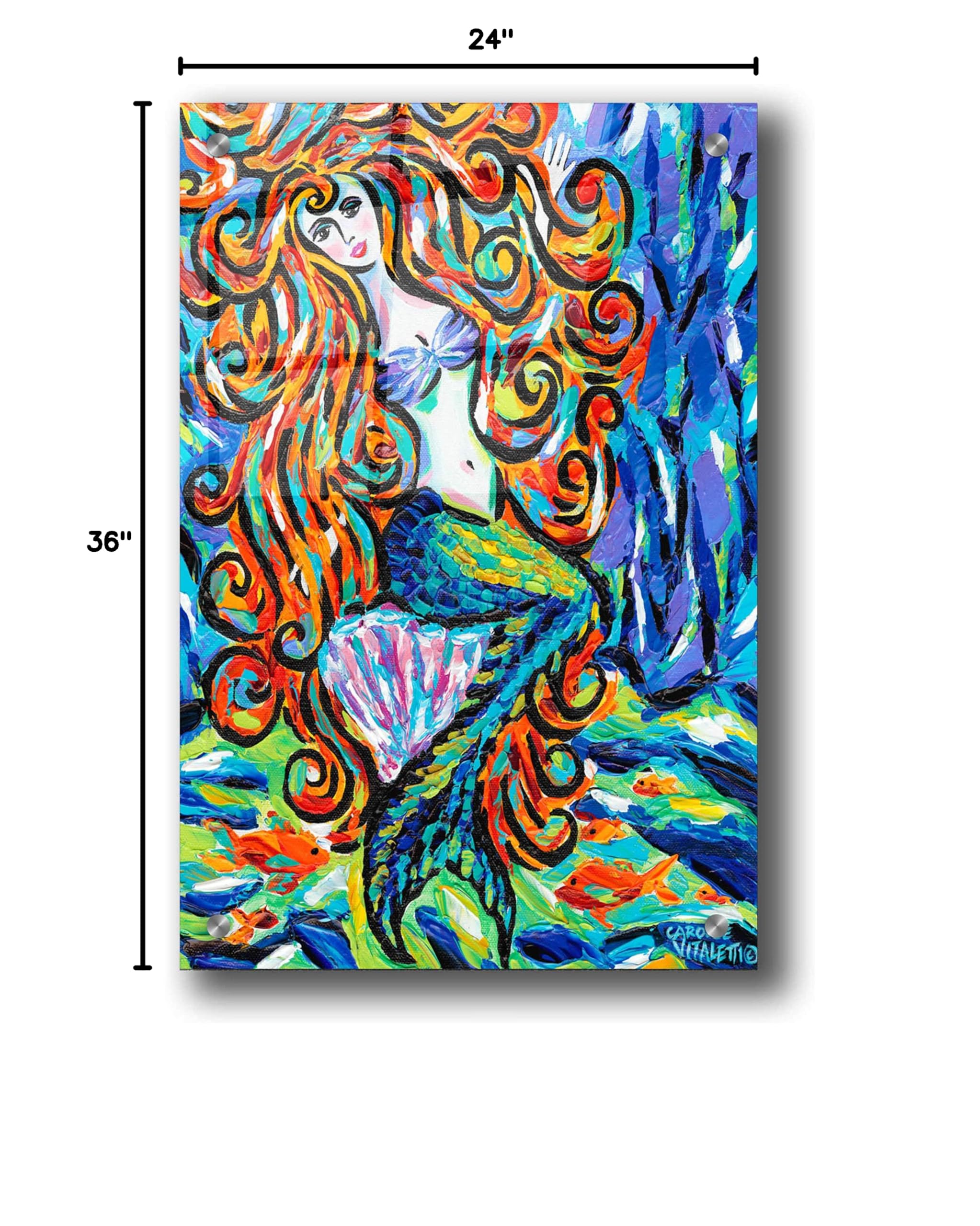 Ocean Friends III by Carolee Vitaletti - Stunning Acrylic Glass Wall Art 24x36 Inches - Perfect for Living Room, Bedroom & Office Decor