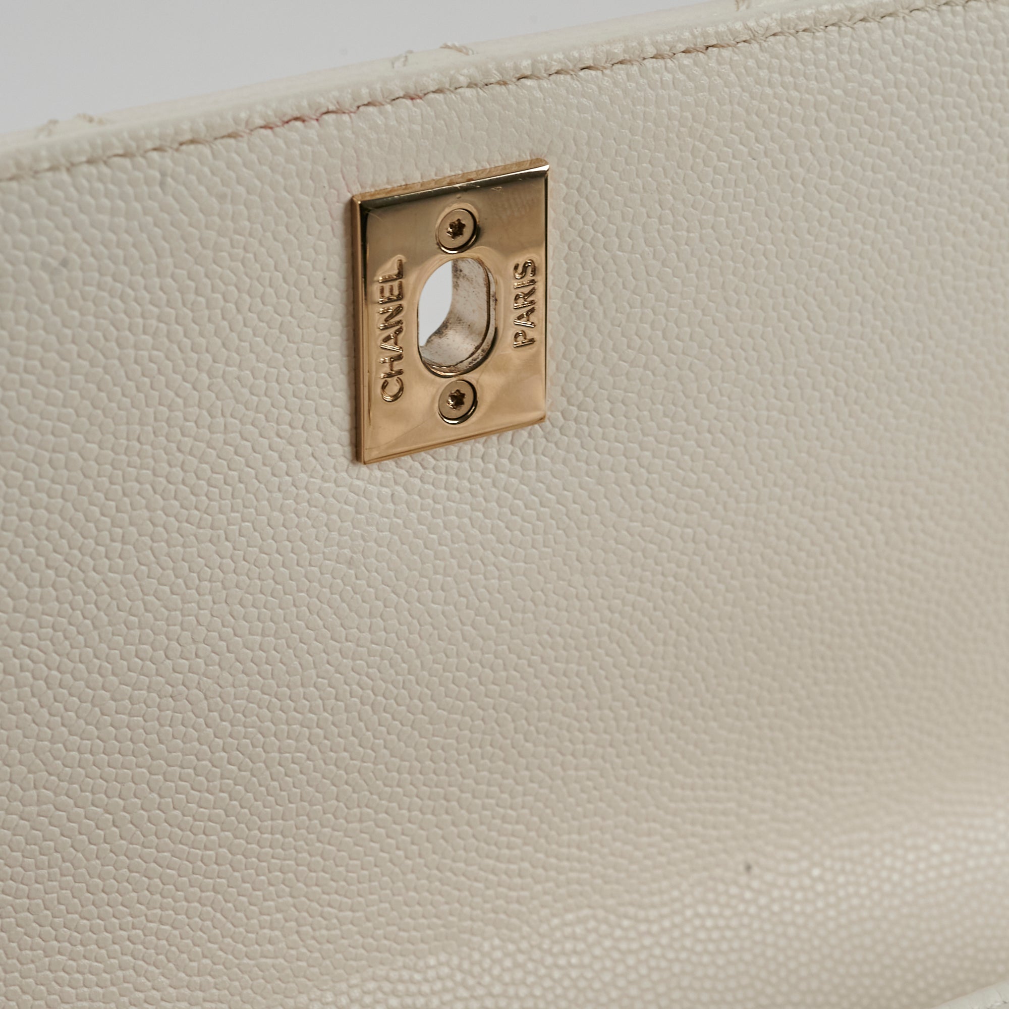 Chanel Small Coco Handle Bag in Caviar Leather with Gold Hardware - White Luxury Crossbody Purse for Women, Perfect for Date Night & Special Occasions