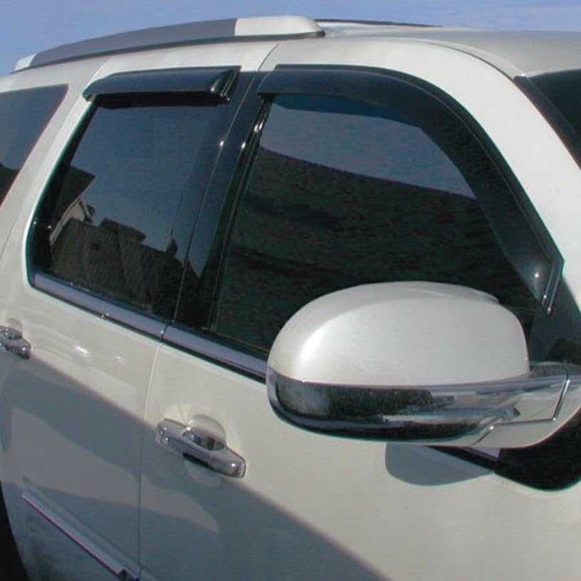 Stampede Tape-Onz Sidewind Deflectors for 2015-2020 Chevrolet Tahoe SUV - Polished Chrome (4-Piece Set) 60113-8 | Reduce Wind Noise & Protect Windows | Perfect for Highway Driving & Off-Road Adventures