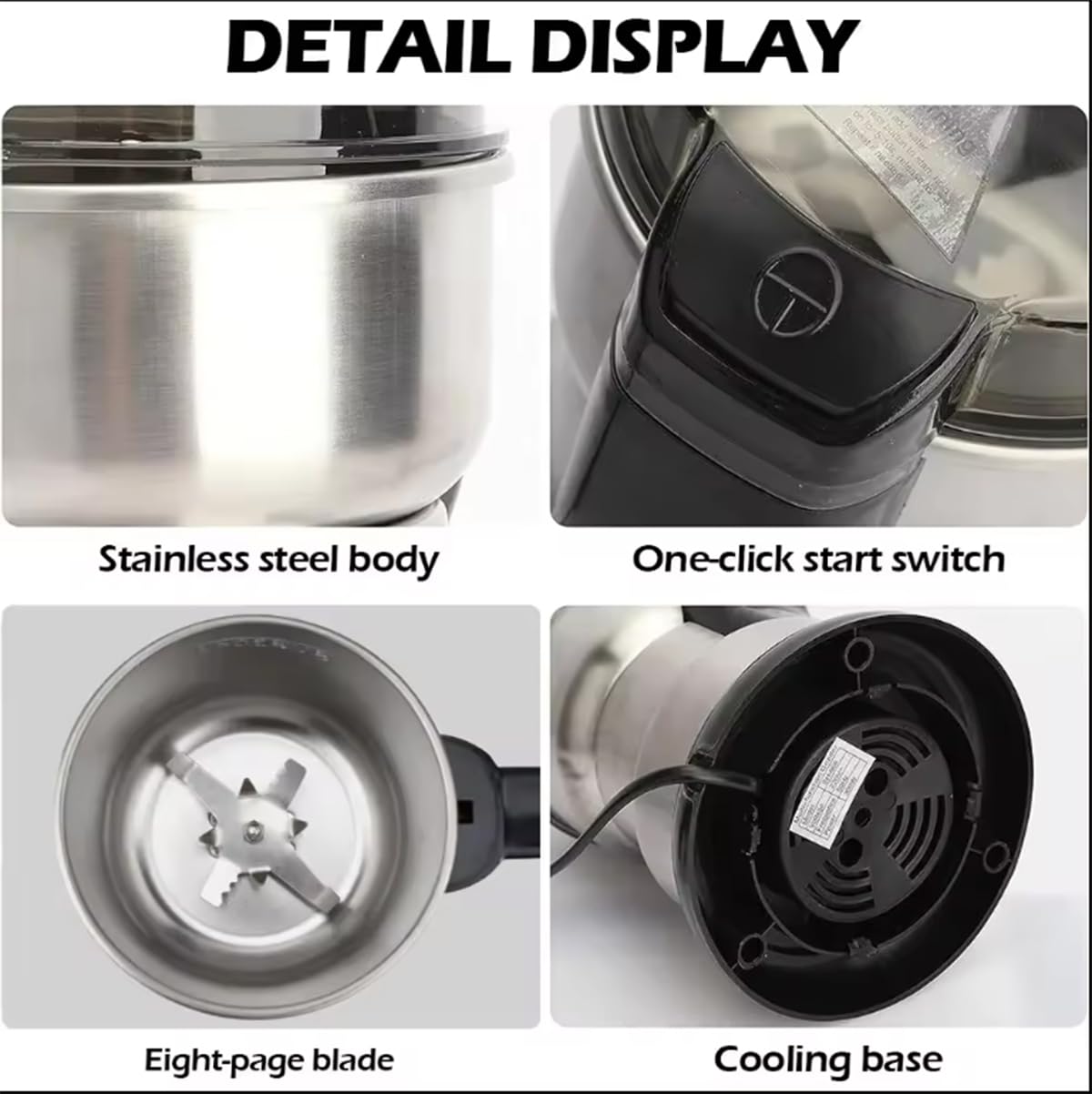 Premium Electric Coffee Grinder & Spice Mill - 304 Stainless Steel Blade for Beans, Nuts, Herbs & Grains | Quiet Multifunctional Kitchen Appliance for Home Barista & Cooking Enthusiasts | Perfect for Espresso, French Press & Baking Ingredients Preparation