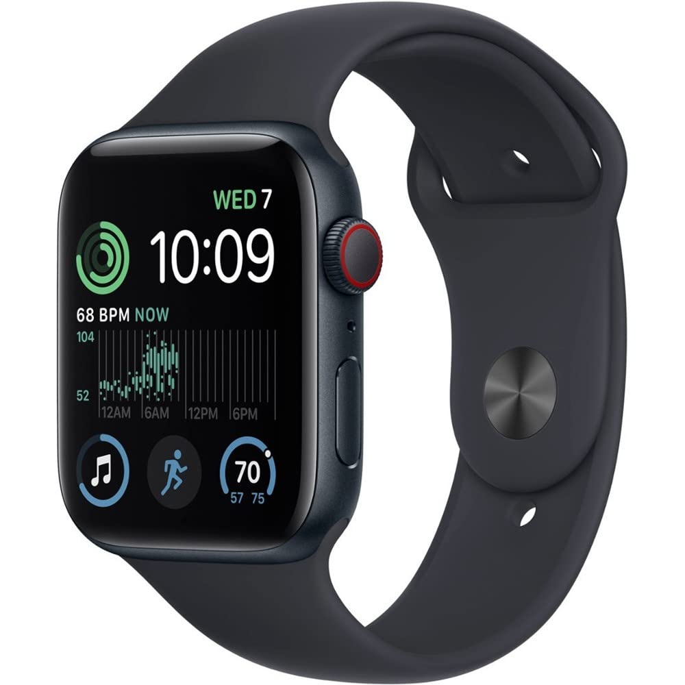 Apple Watch SE 2022 (44mm) GPS + Cellular Unlocked Smartwatch - Aluminum Case (Renewed Like New) for Fitness Tracking, Notifications & Calls | Perfect for Running, Workouts & Daily Use