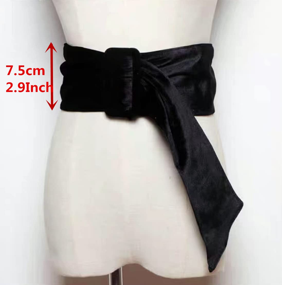 Elegant Velvet Waist Belt for Women with Rhinestone Circle Buckle - Adjustable Self-Tie Waistband for Dresses, Wedding, and Formal Occasions