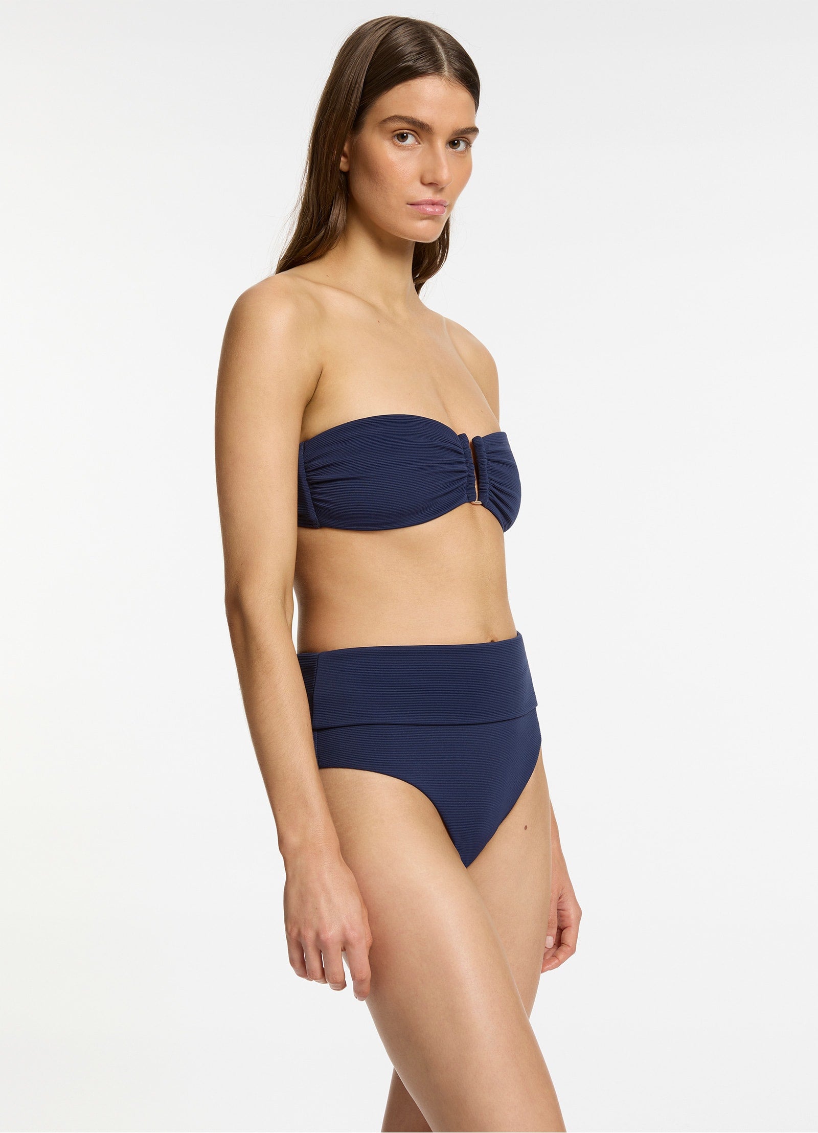 Isla Rib Fold Down High Waisted Bikini Bottom - Sexy Swimwear for Women | Perfect for Beach Vacation, Pool Party & Summer Getaways