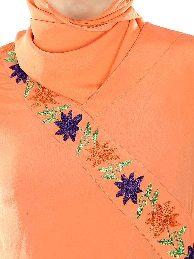 Stylish Asiya Orange Long Islamic Tunic Top for Women - Modest Muslim Fashion for Prayer, Work & Everyday Wear