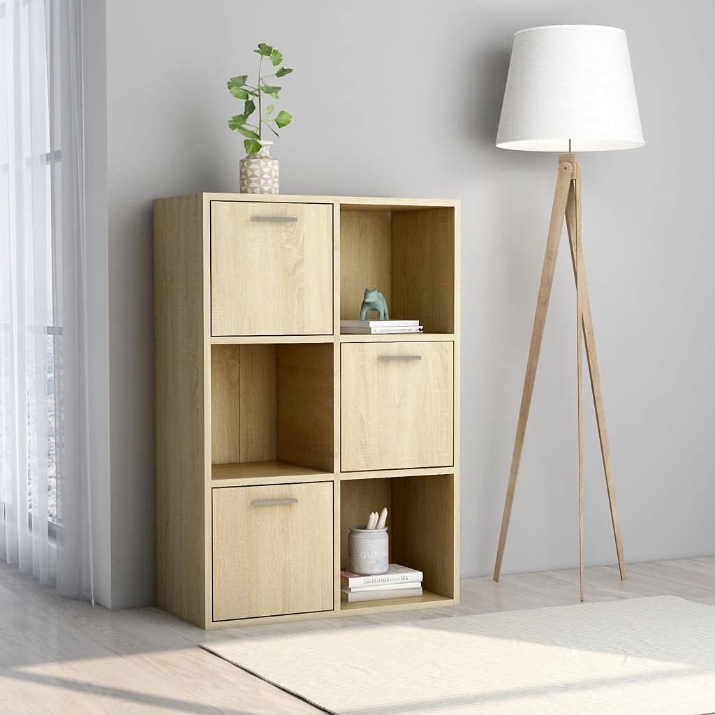SOONHUA 5-Tier Bookcase Storage Cabinet, Small Bookshelf Standing Shelf for Kids Room, Living Room, Office - Sonoma Oak Finish, 23.6