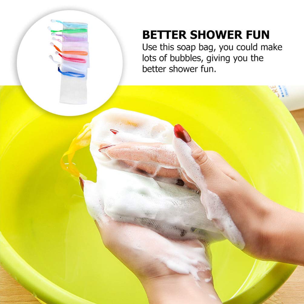 EXCEART 10-Pack Double Layer Mesh Soap Bags with Drawstring - Bubble Foam Net Cleanser, Soap Saver Pouch for Women & Girls (Random Colors) | Perfect for Travel, Bathroom Storage & Eco-Friendly Facial Cleaning