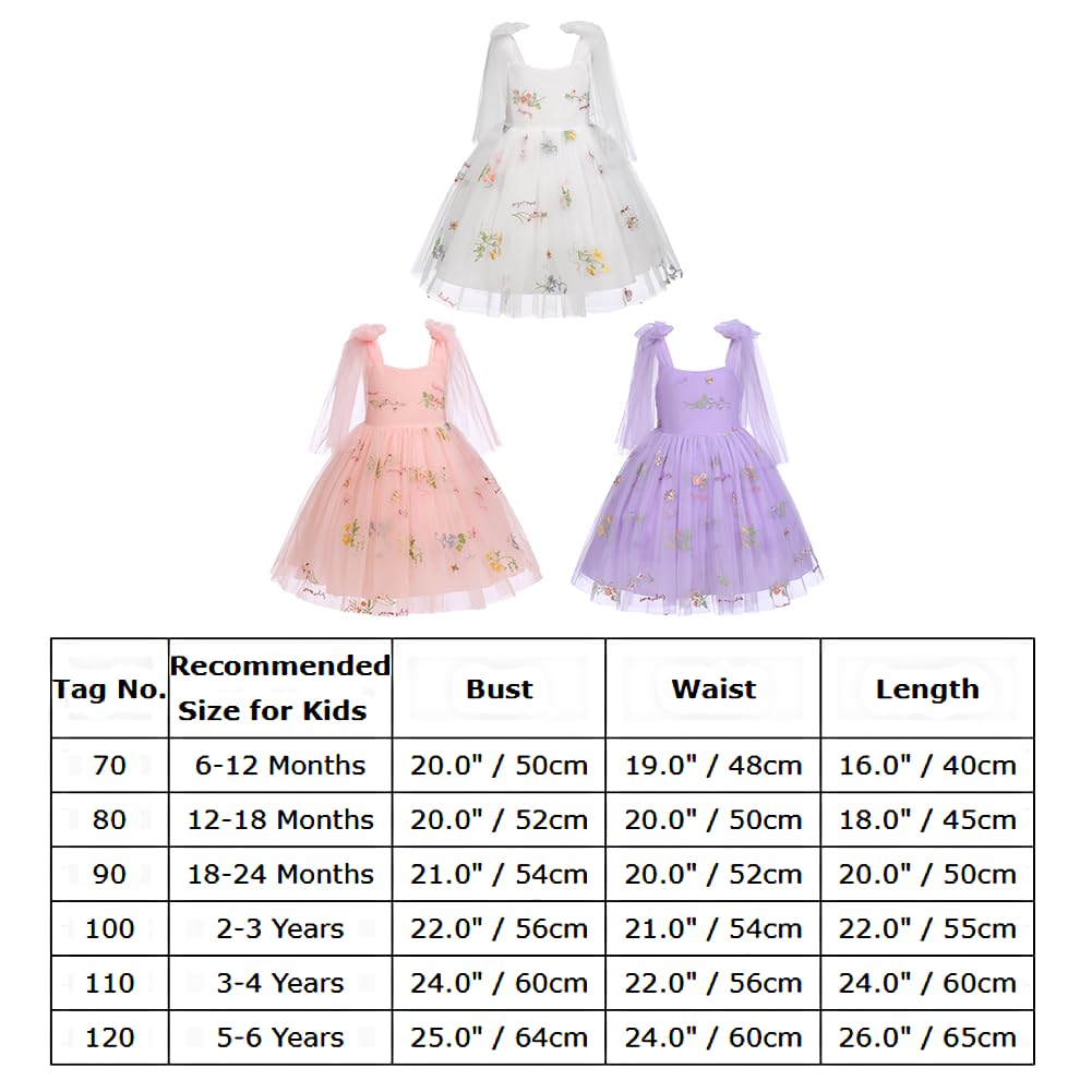 OBEEII Toddler Flower Girl Dress - Floral Embroidered Tulle Tutu with Spaghetti Straps - Princess Birthday Party Dress for Girls - Perfect for Weddings, Baptisms & Special Occasions
