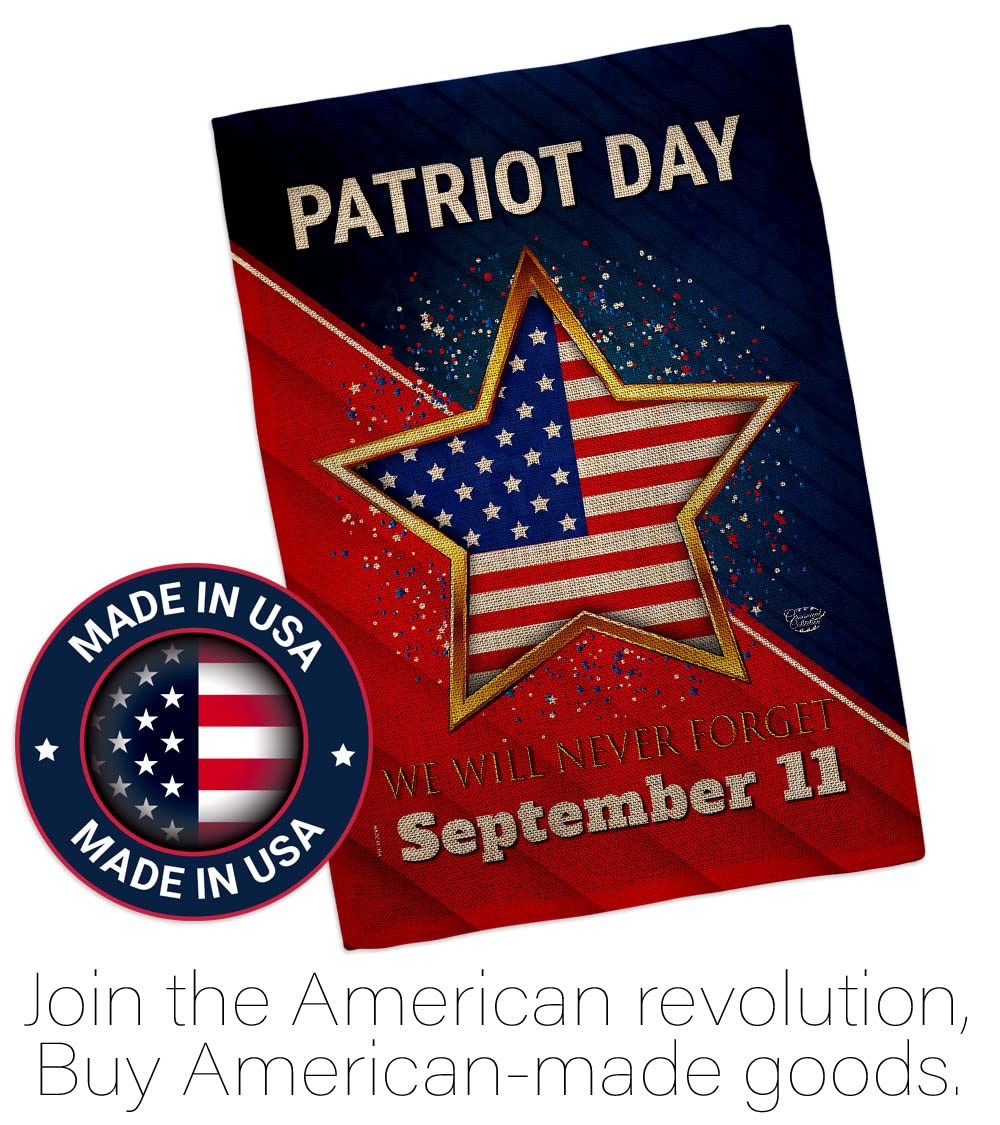 9/11 Memorial Burlap Garden Flag - Patriotic Double-Sided 13x18.5in for Yard & Home
