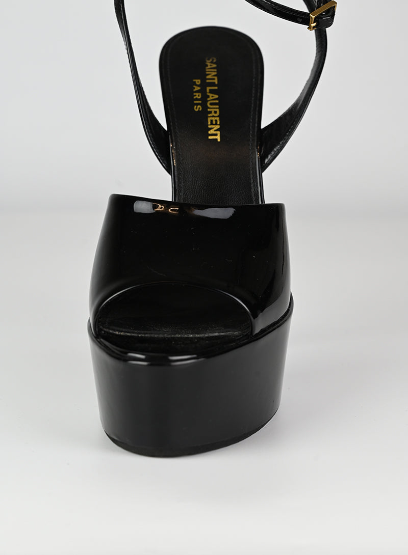 Saint Laurent Black Platform Sandals Size 37.5 - Luxury High Heel Sandals for Women, Perfect for Parties & Evening Events